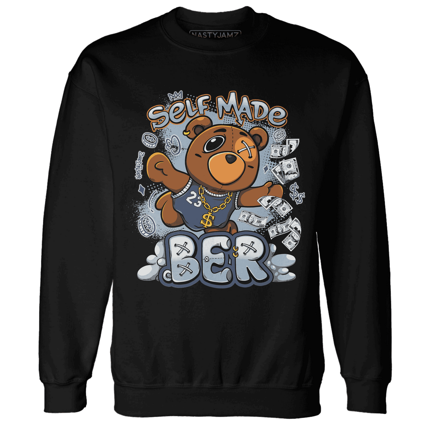 Mid Diffused Blue Grey 1s Sweatshirt Match Self Made BER - NastyJamz