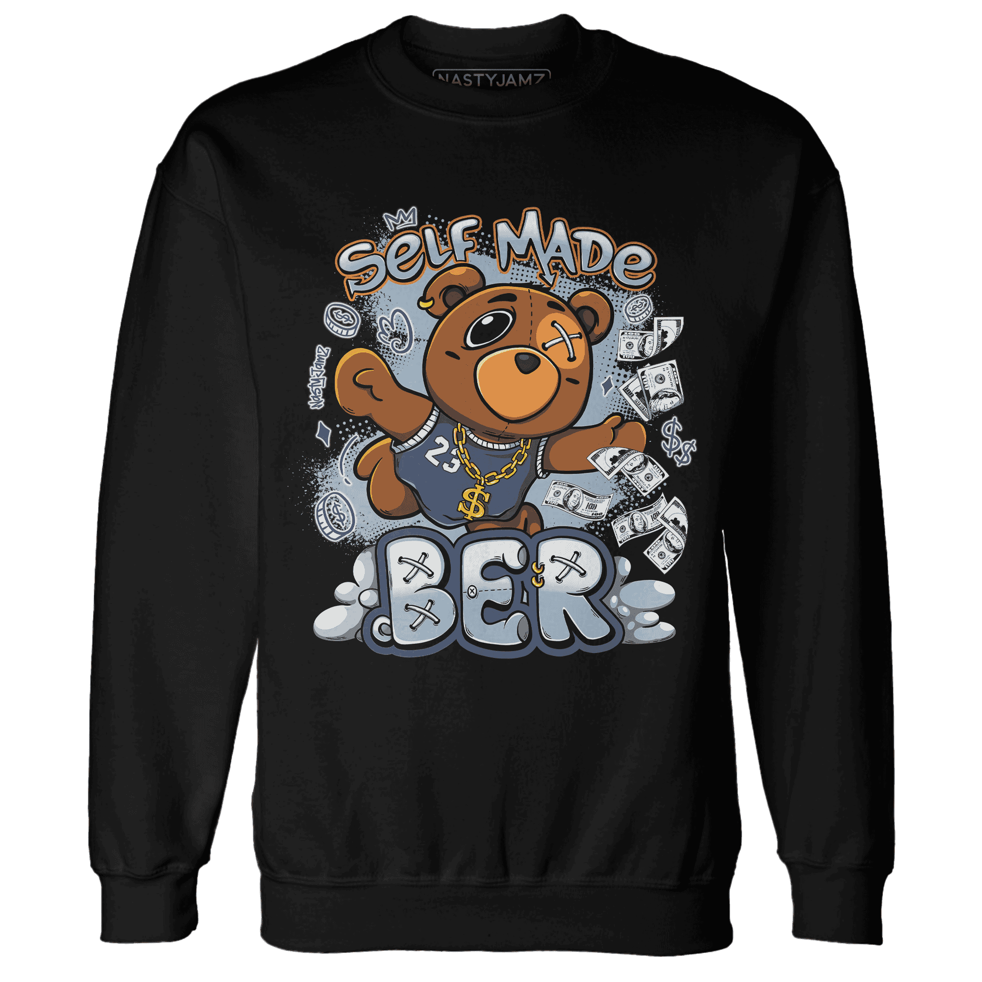 Mid Diffused Blue Grey 1s Sweatshirt Match Self Made BER - NastyJamz