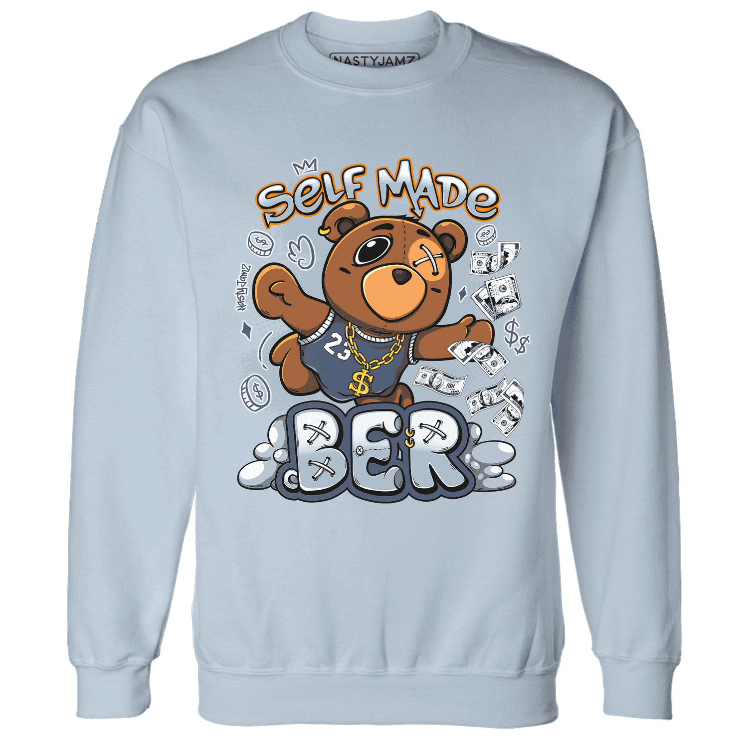 Mid Diffused Blue Grey 1s Sweatshirt Match Self Made BER - NastyJamz