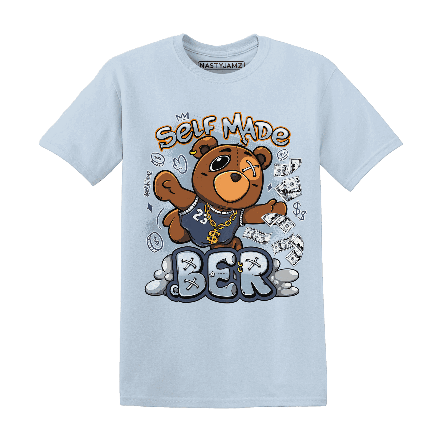 Mid Diffused Blue Grey 1s T Shirt Match Self Made BER - NastyJamz