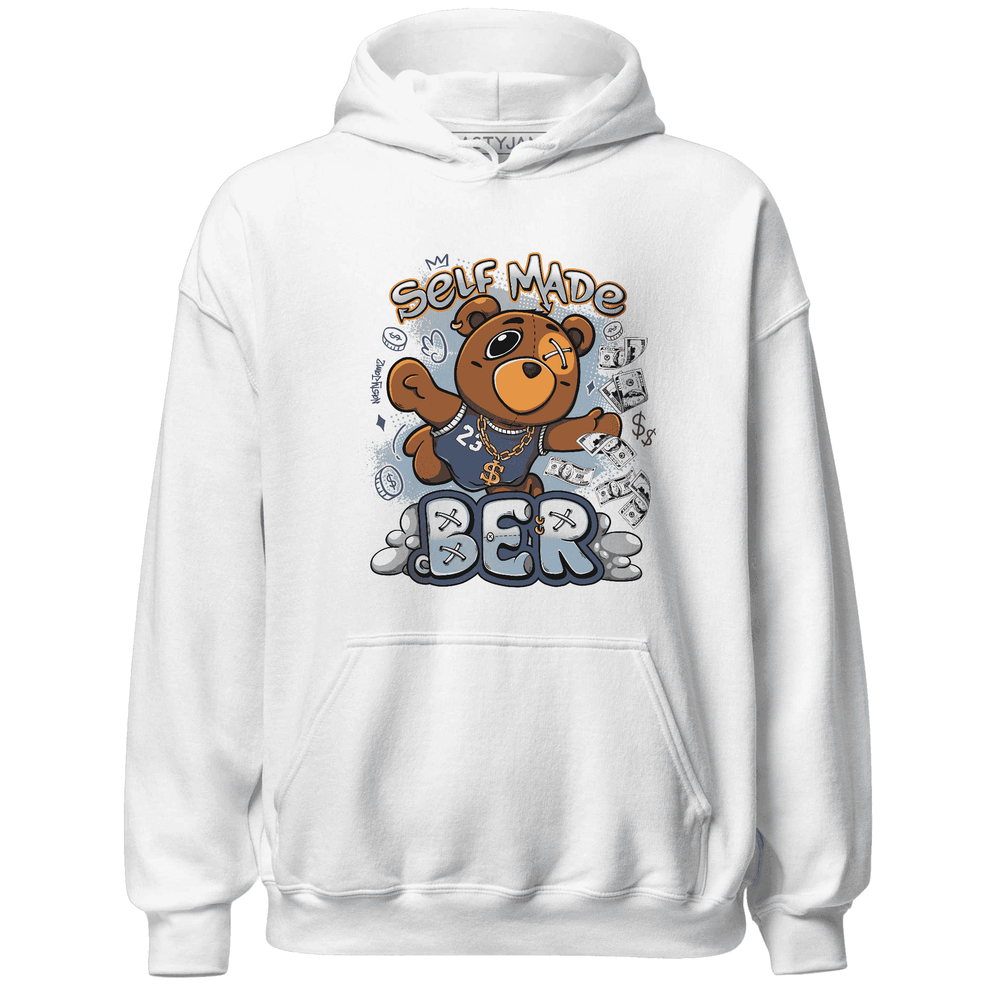 Mid Diffused Blue Grey 1s Hoodie Match Self Made BER - NastyJamz