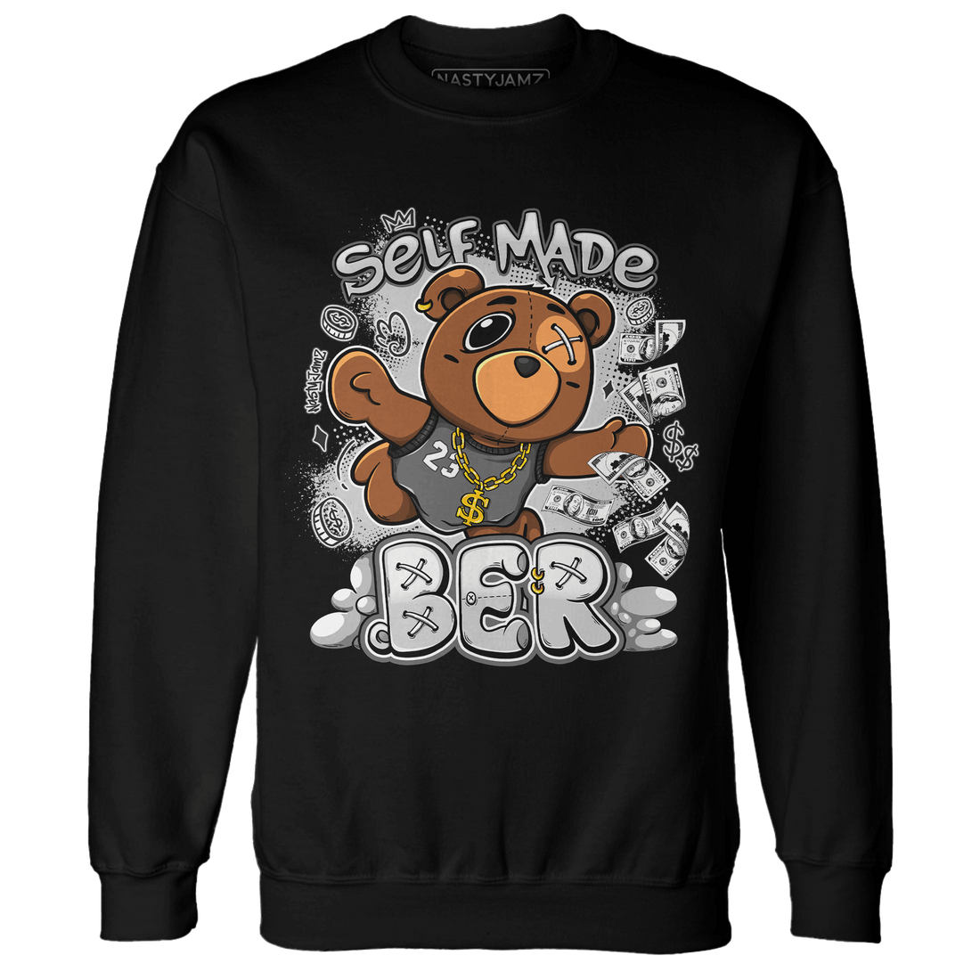 Retro High OG Black White 1s Sweatshirt Match Self Made BER - NastyJamz
