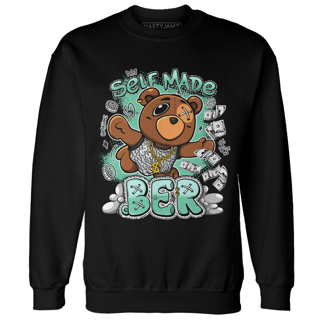 Green Glow 3s Sweatshirt Match Self Made BER - NastyJamz