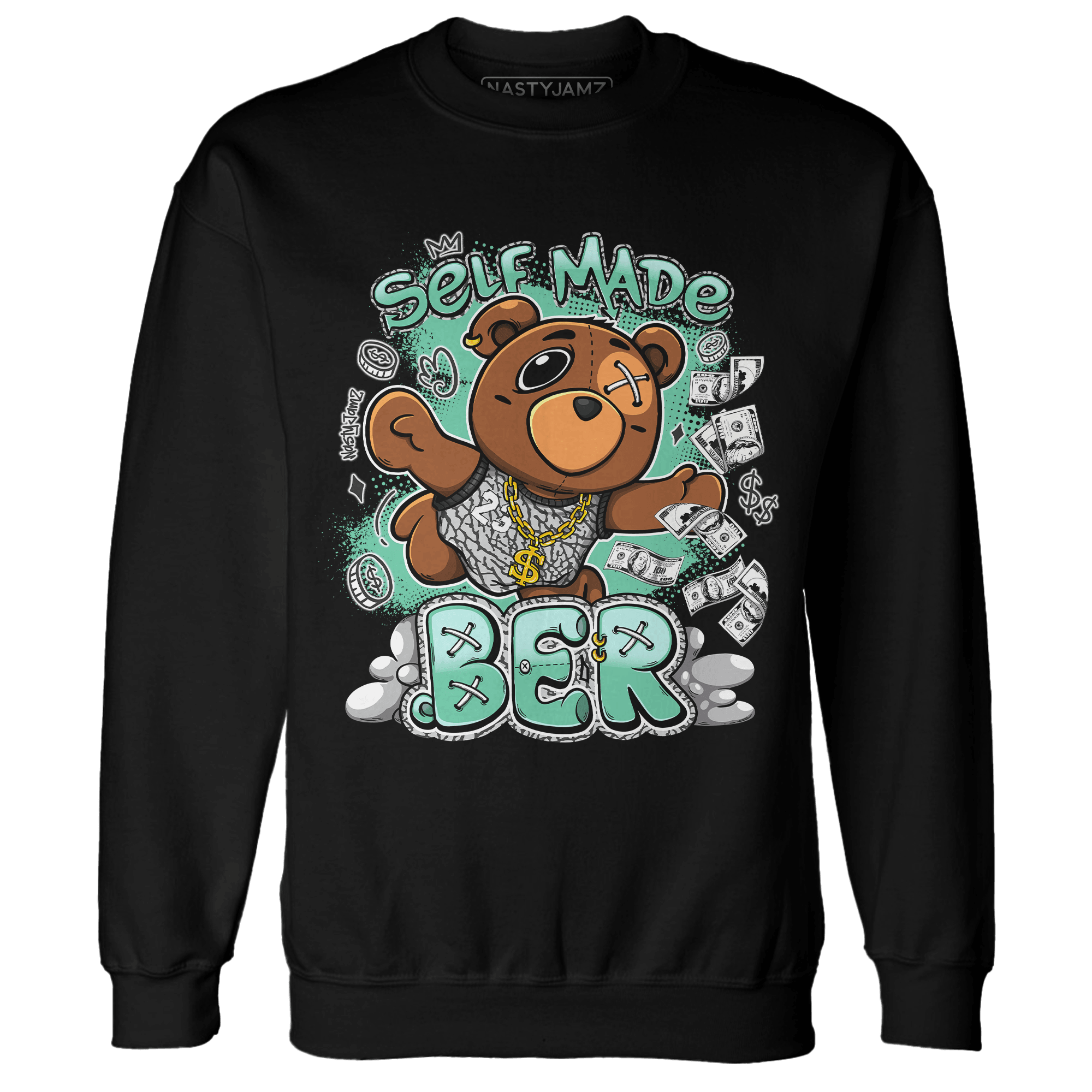 Green Glow 3s Sweatshirt Match Self Made BER - NastyJamz