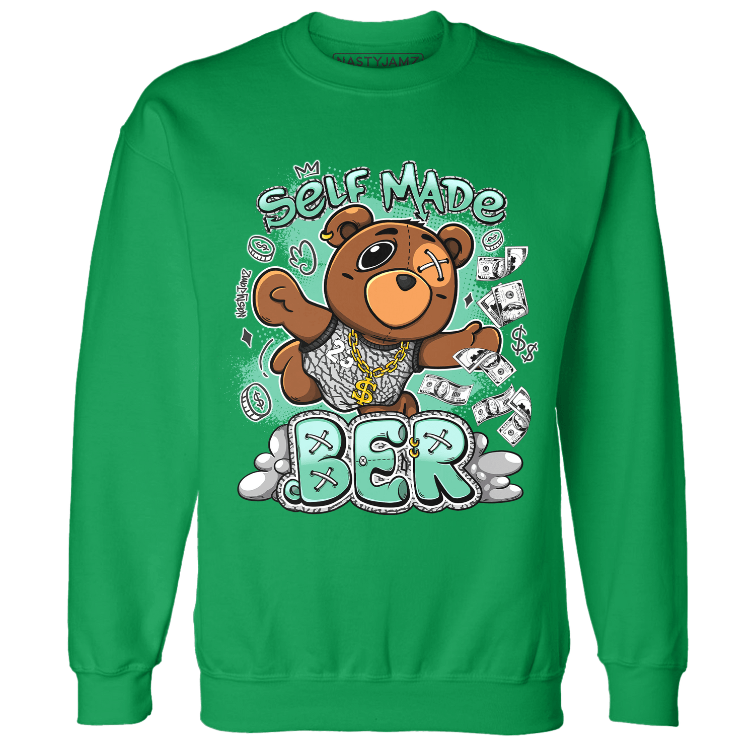 Green Glow 3s Sweatshirt Match Self Made BER - NastyJamz