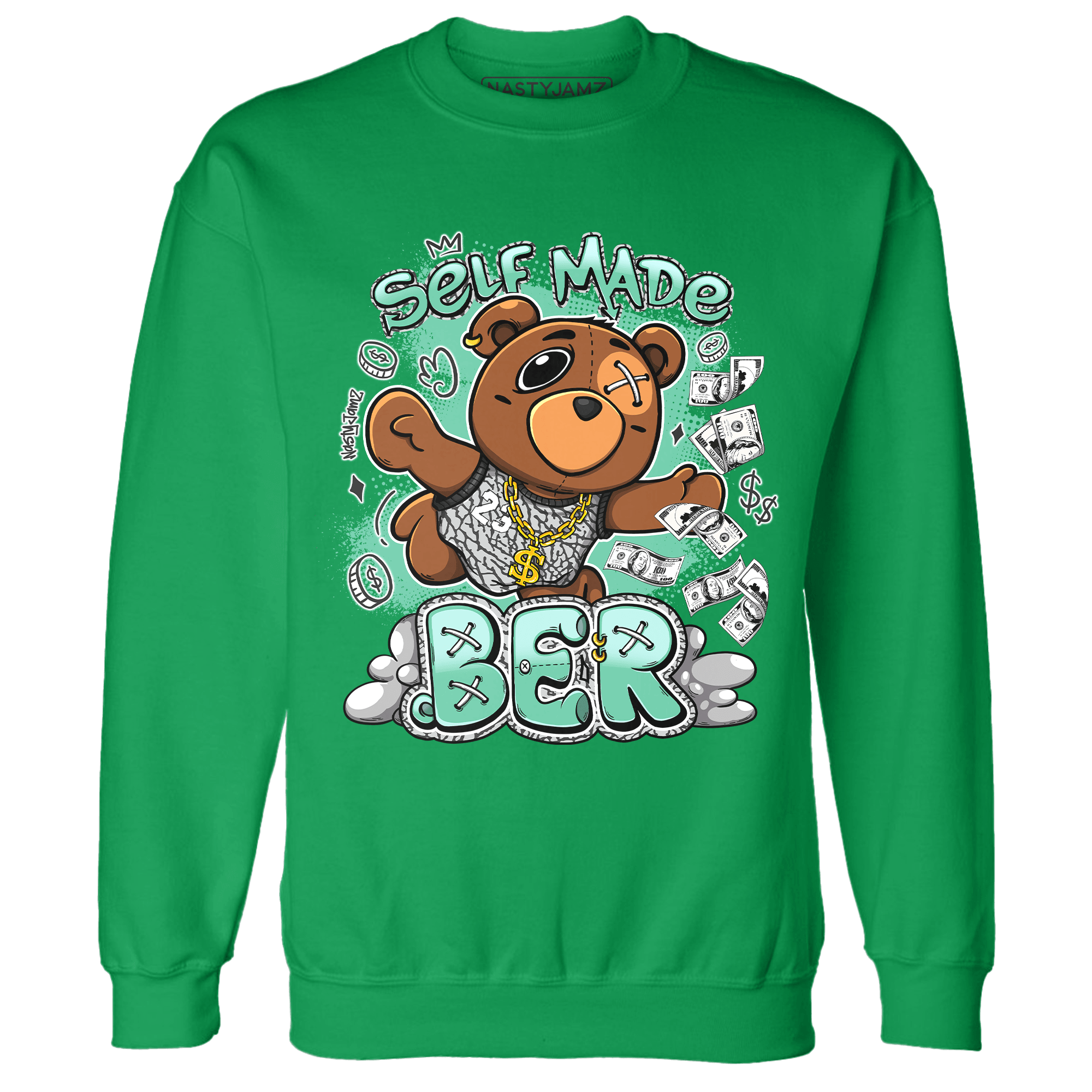 Green Glow 3s Sweatshirt Match Self Made BER - NastyJamz