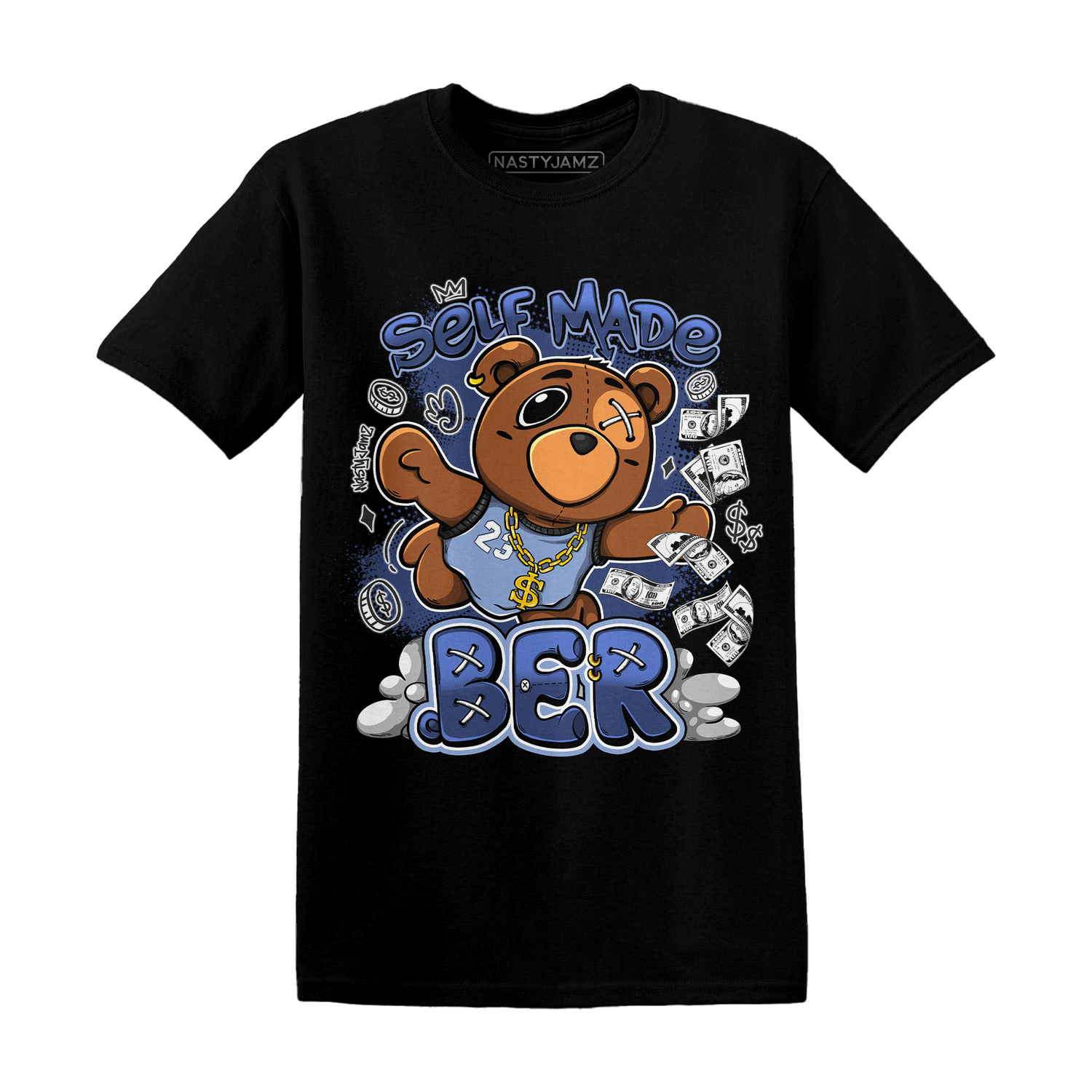 Midnight Navy 5s T Shirt Match Self Made BER - NastyJamz