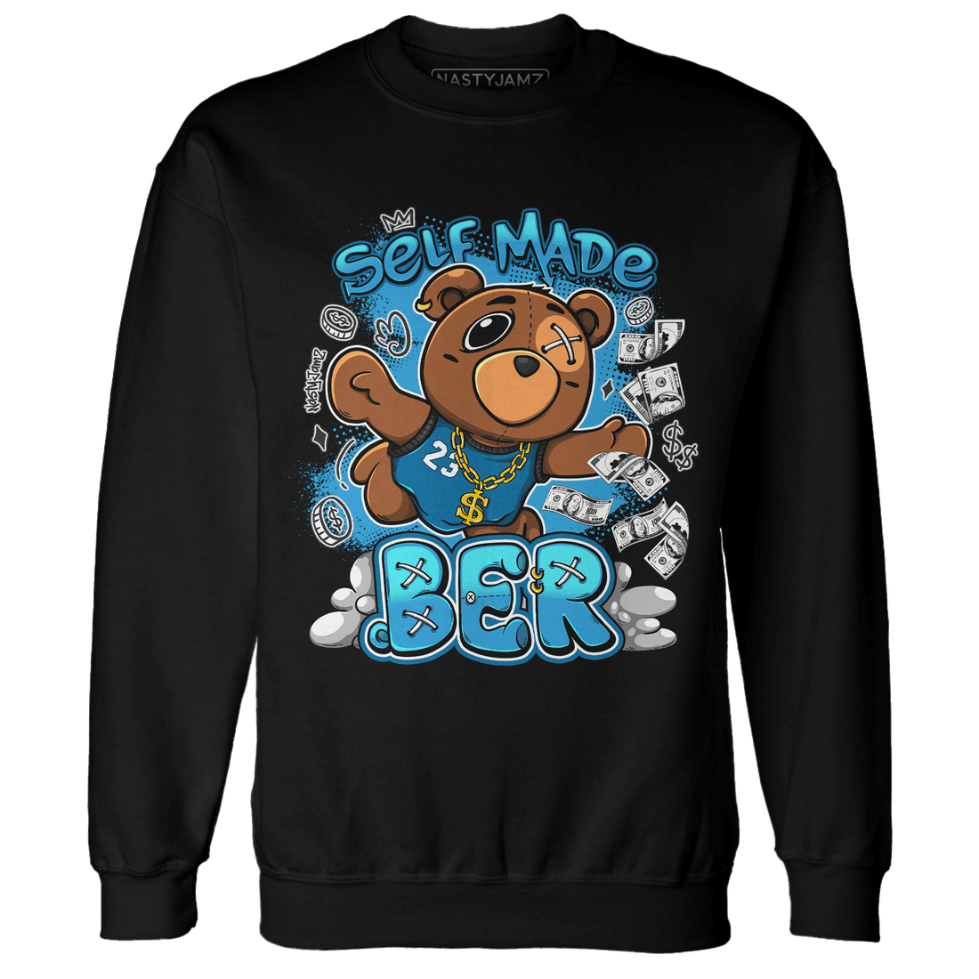 Powder Blue 9s Sweatshirt Match Self Made BER - NastyJamz