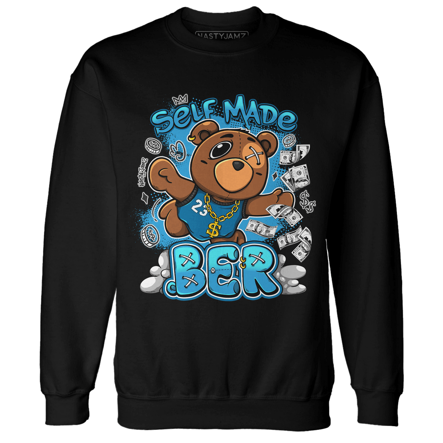 Powder Blue 9s Sweatshirt Match Self Made BER - NastyJamz