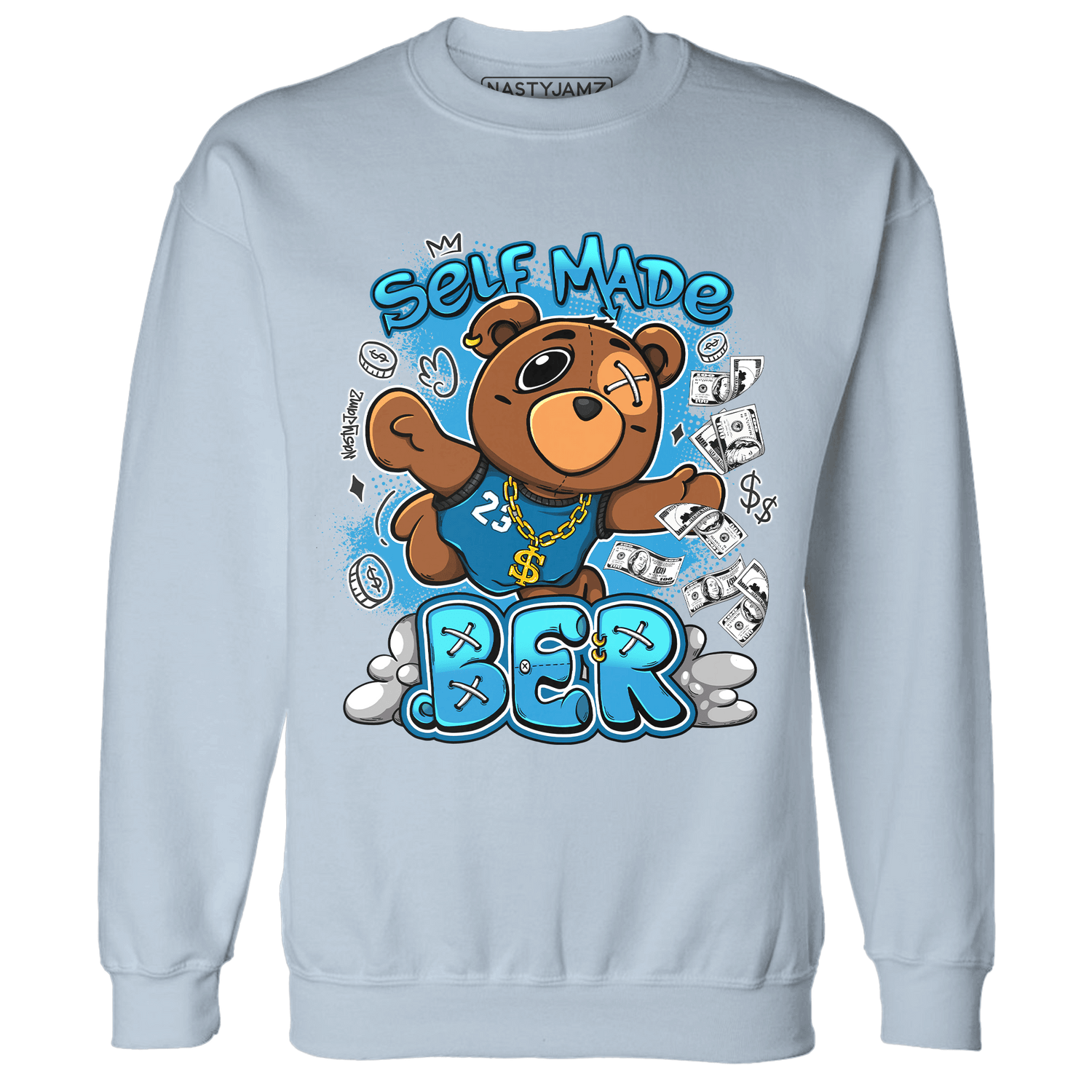 Powder Blue 9s Sweatshirt Match Self Made BER - NastyJamz