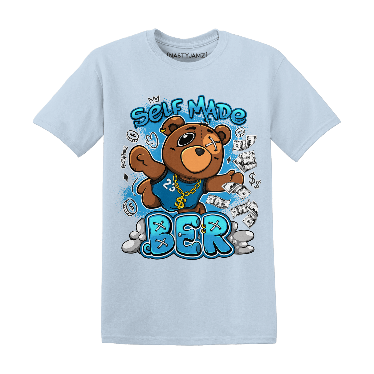 Powder Blue 9s T Shirt Match Self Made BER - NastyJamz