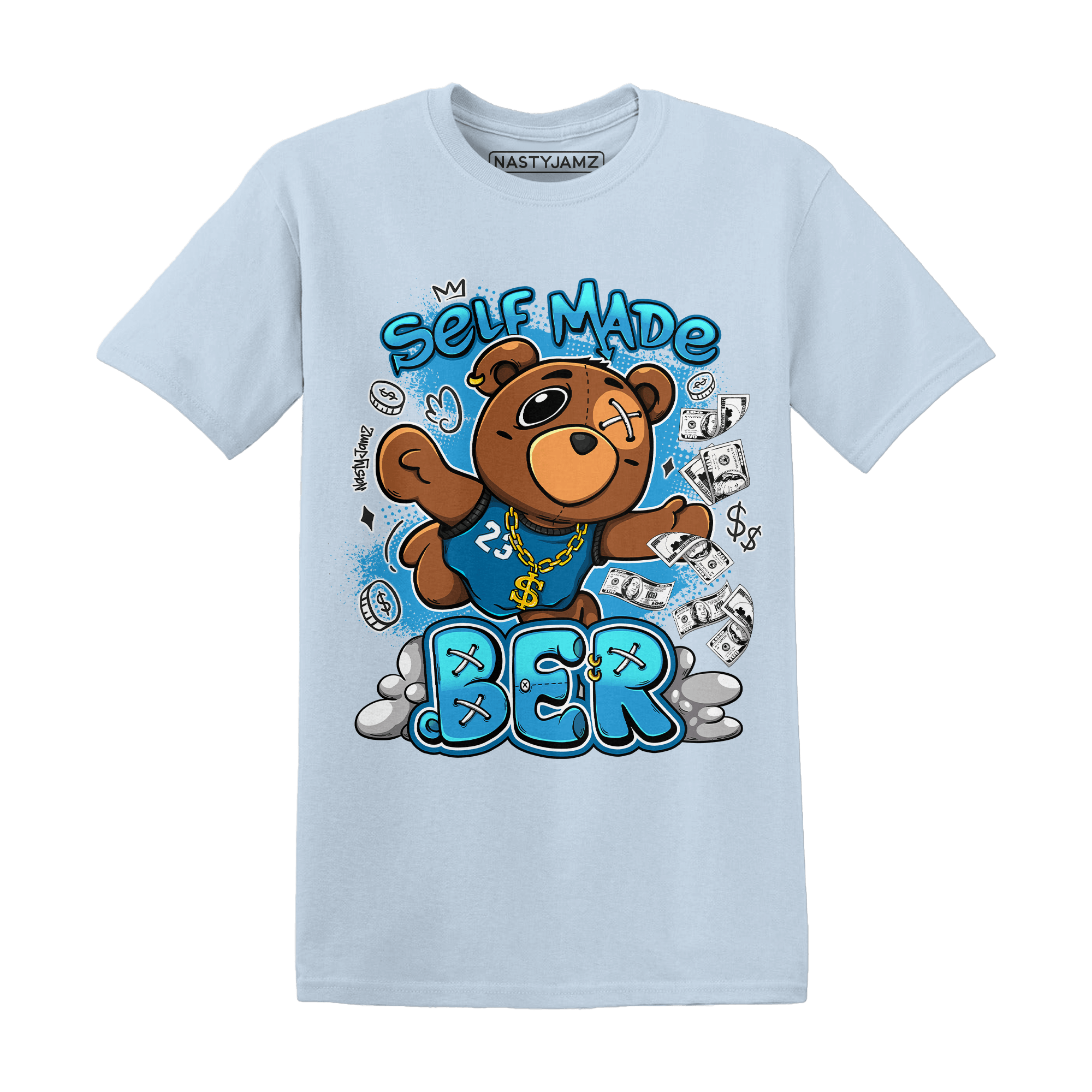 Powder Blue 9s T Shirt Match Self Made BER - NastyJamz