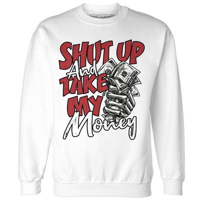 Black-Toe-Reimagined-Red-White-1s-NastyJamz-Sweatshirt-Match-Shut-Up