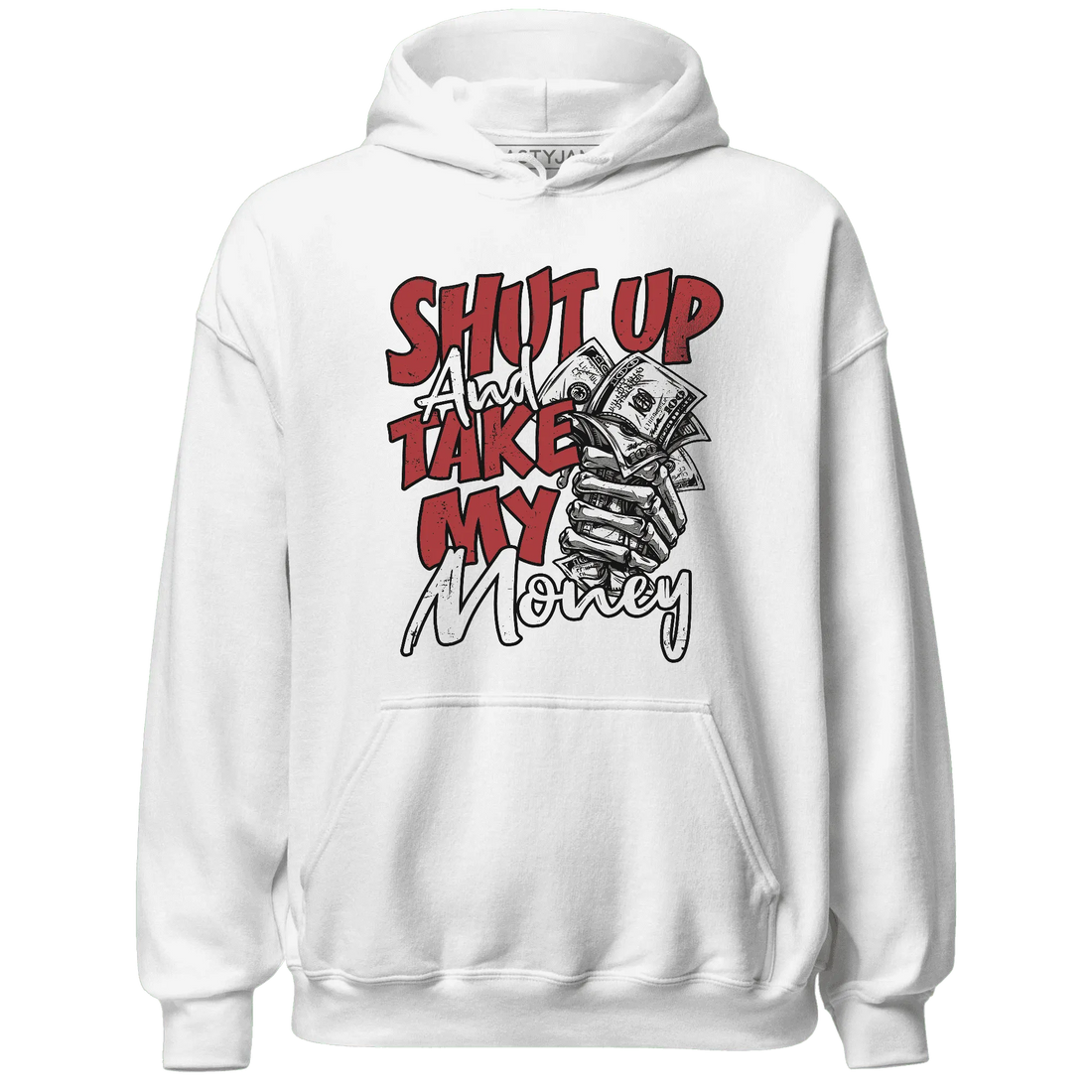 Black-Toe-Reimagined-Red-White-1s-NastyJamz-Hoodie-Match-Shut-Up