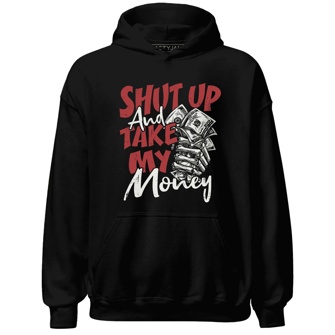 Black-Toe-Reimagined-Red-White-1s-NastyJamz-Hoodie-Match-Shut-Up