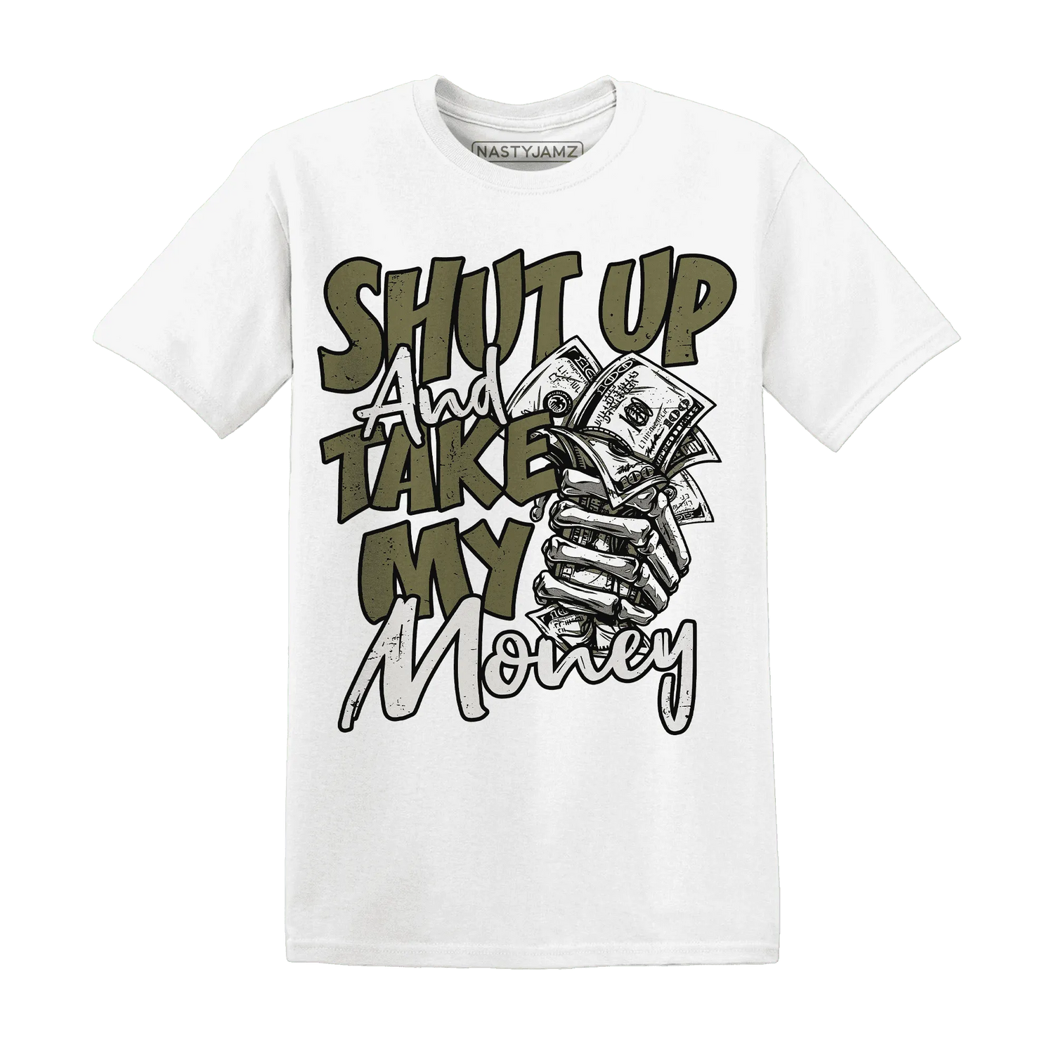 Medium-Olive-1s-T-Shirt-Match-Shut-Up