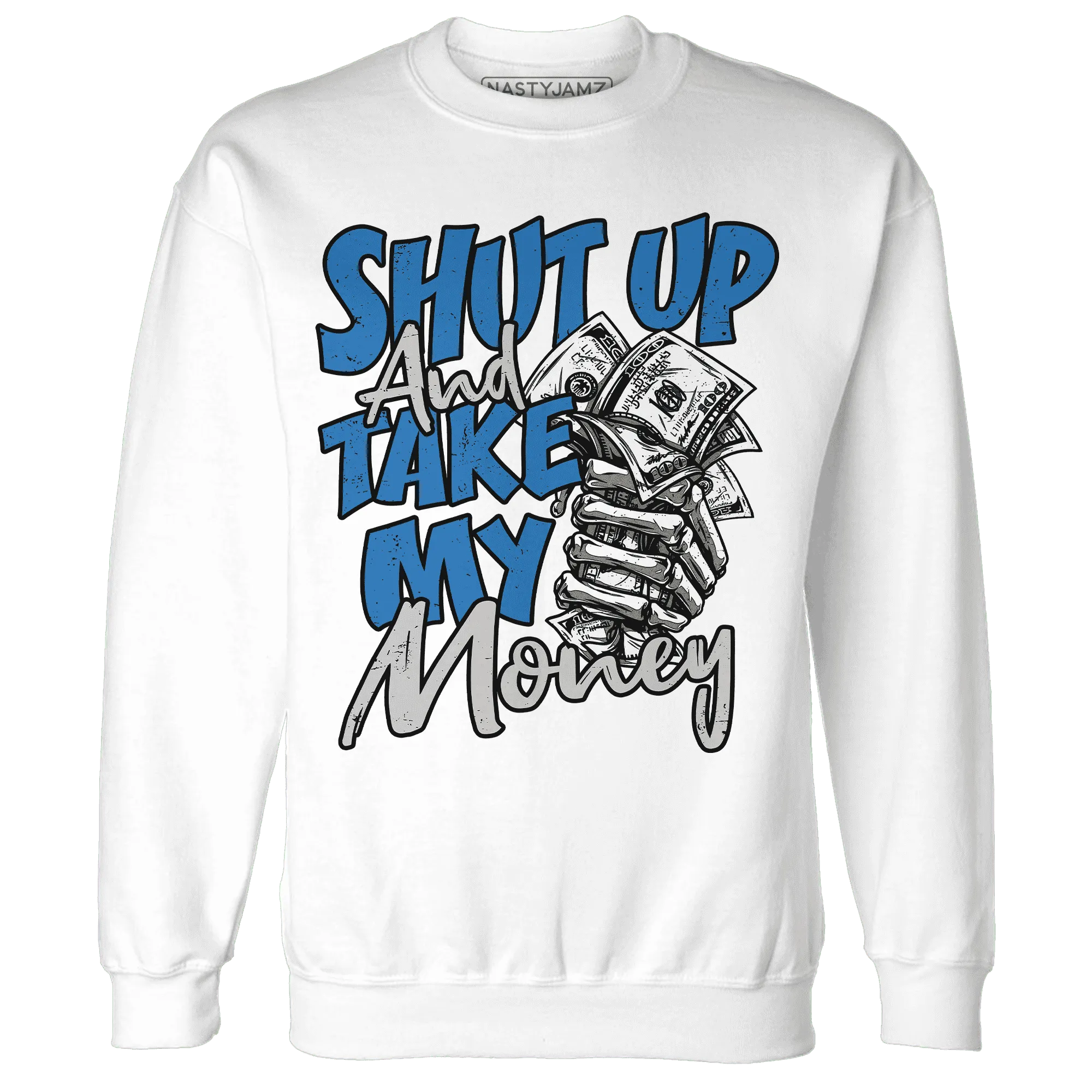 Industrial-Blue-4s-Sweatshirt-Match-Shut-Up