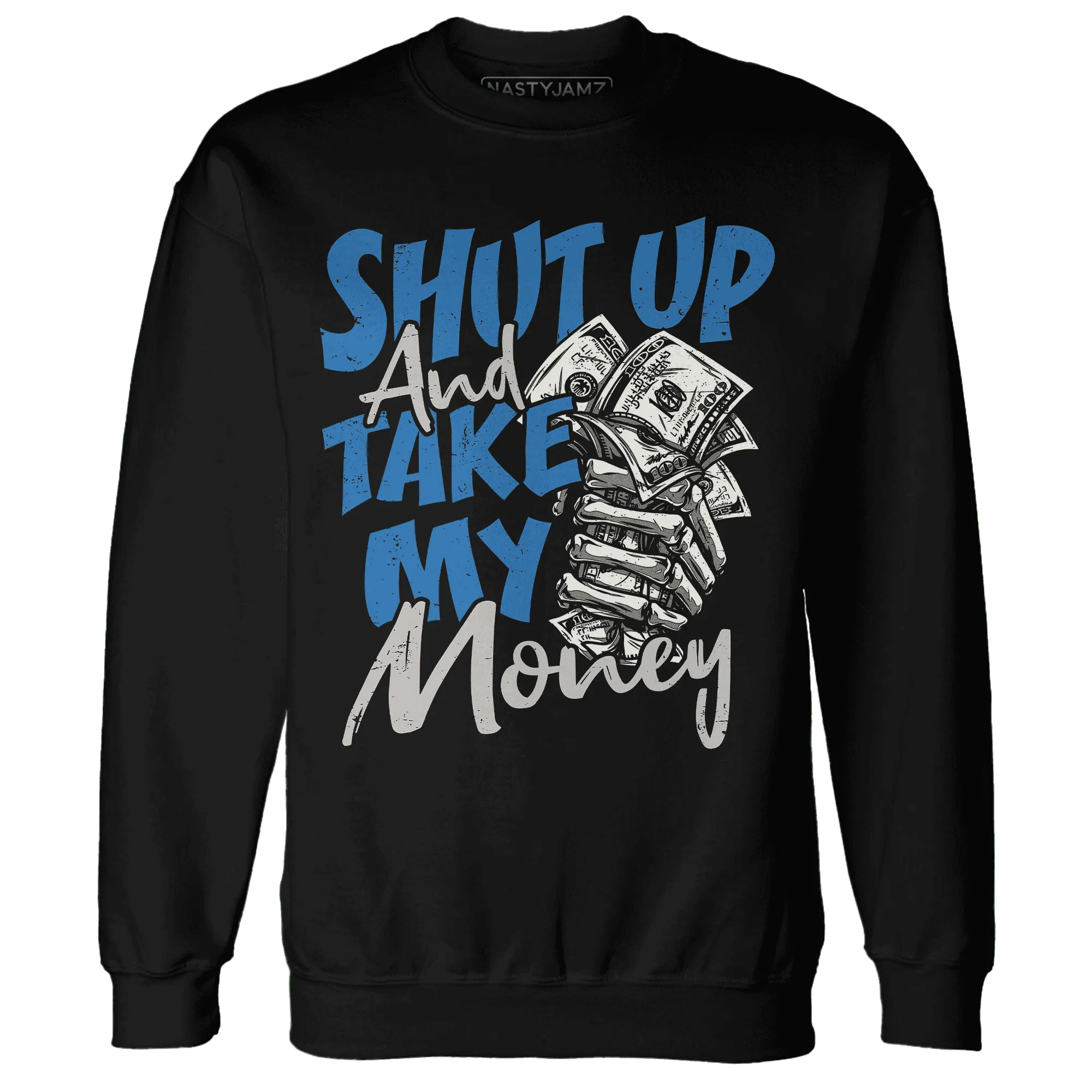 Industrial-Blue-4s-Sweatshirt-Match-Shut-Up