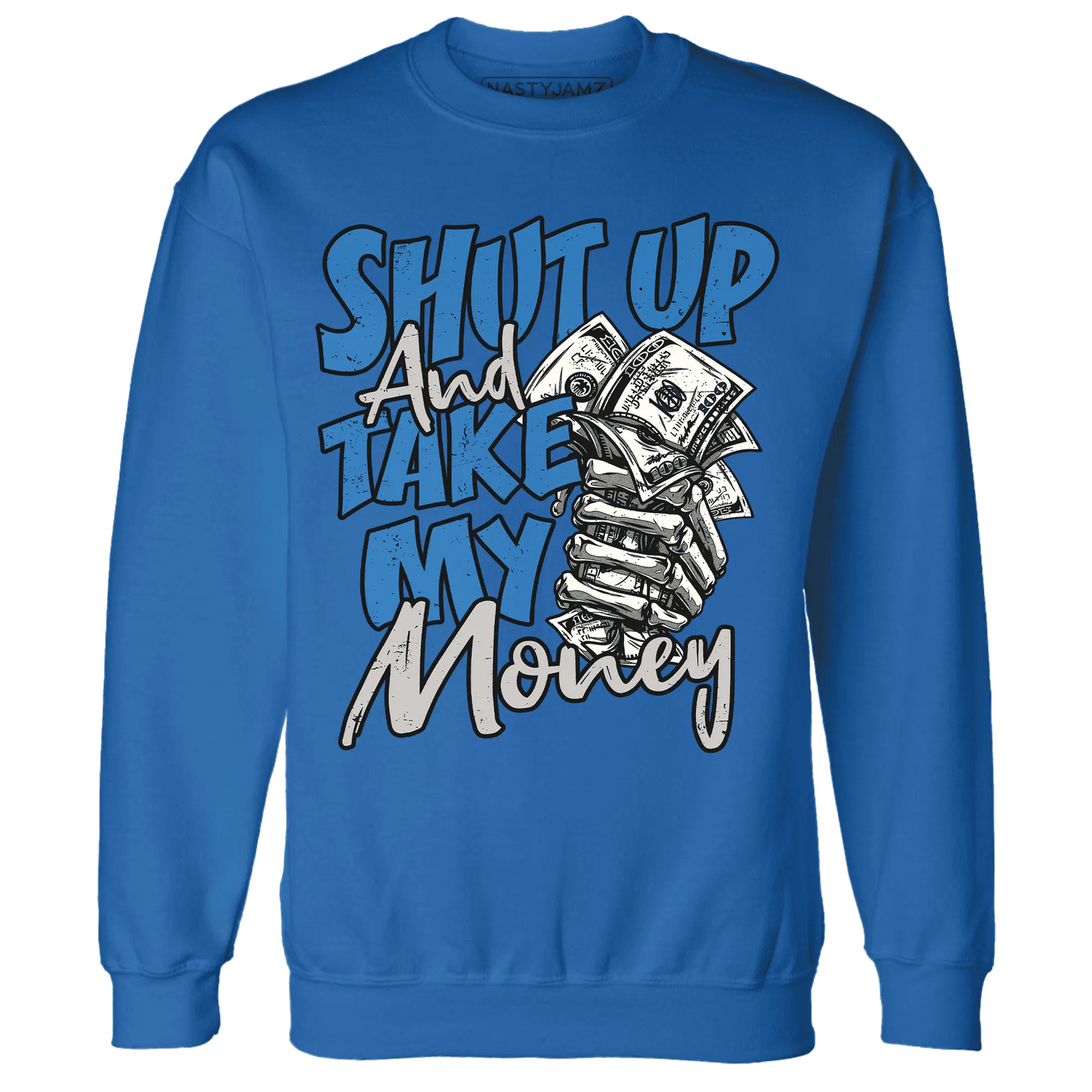 Industrial-Blue-4s-Sweatshirt-Match-Shut-Up