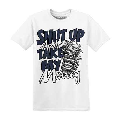 White-Navy-6s-T-Shirt-Match-Shut-Up