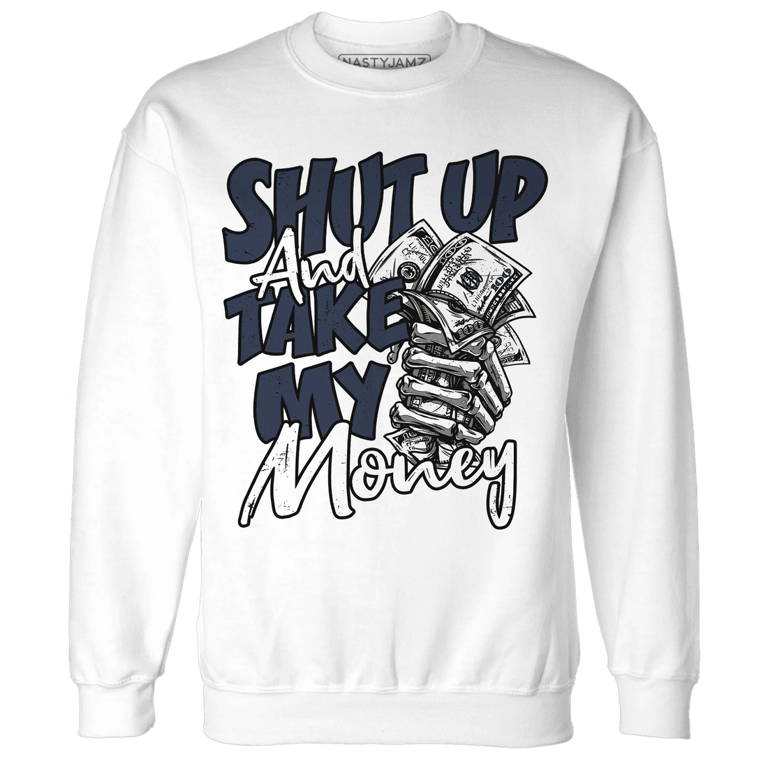 White-Navy-6s-Sweatshirt-Match-Shut-Up