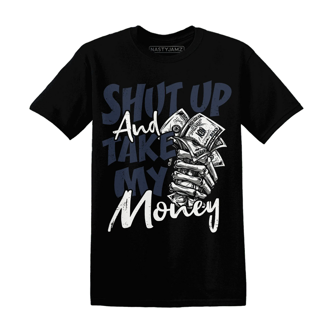 White-Navy-6s-T-Shirt-Match-Shut-Up