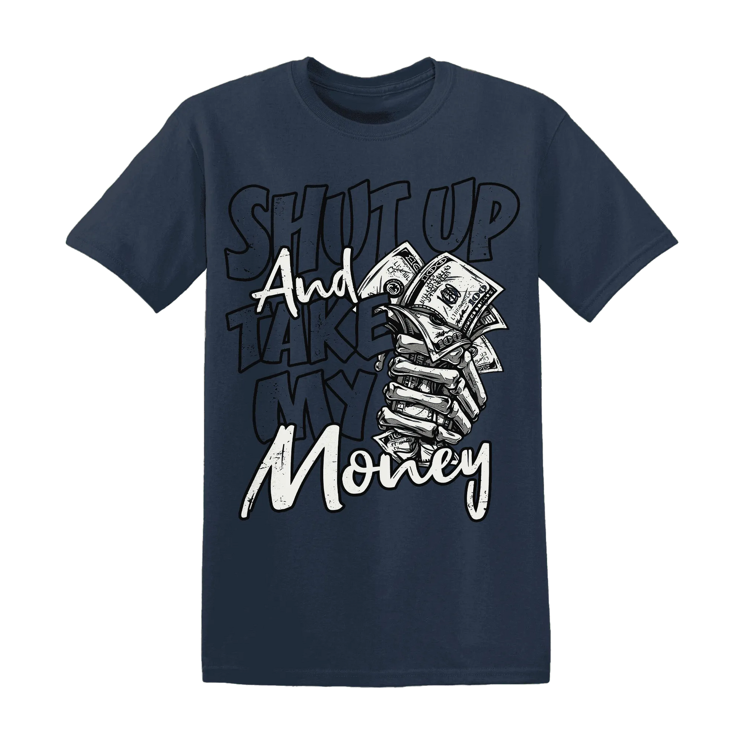 White-Navy-6s-T-Shirt-Match-Shut-Up