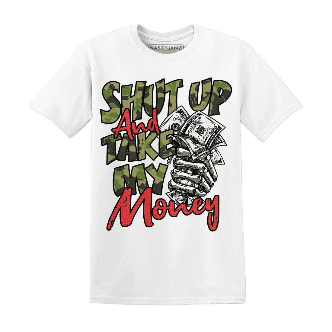 AM-90-Dark-Sage-Solar-Red-NastyJamz-T-Shirt-Match-Shut-Up