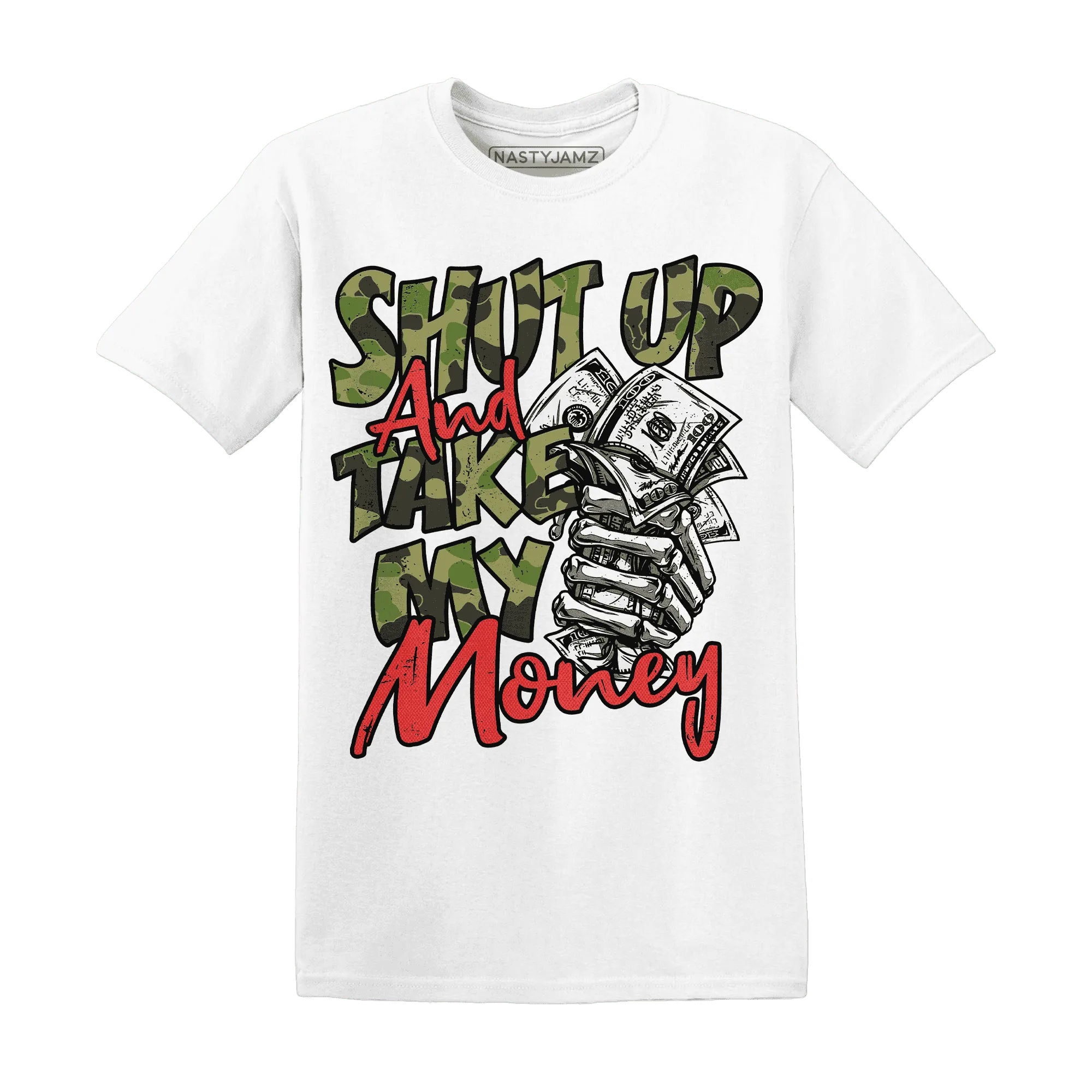 AM-90-Dark-Sage-Solar-Red-NastyJamz-T-Shirt-Match-Shut-Up