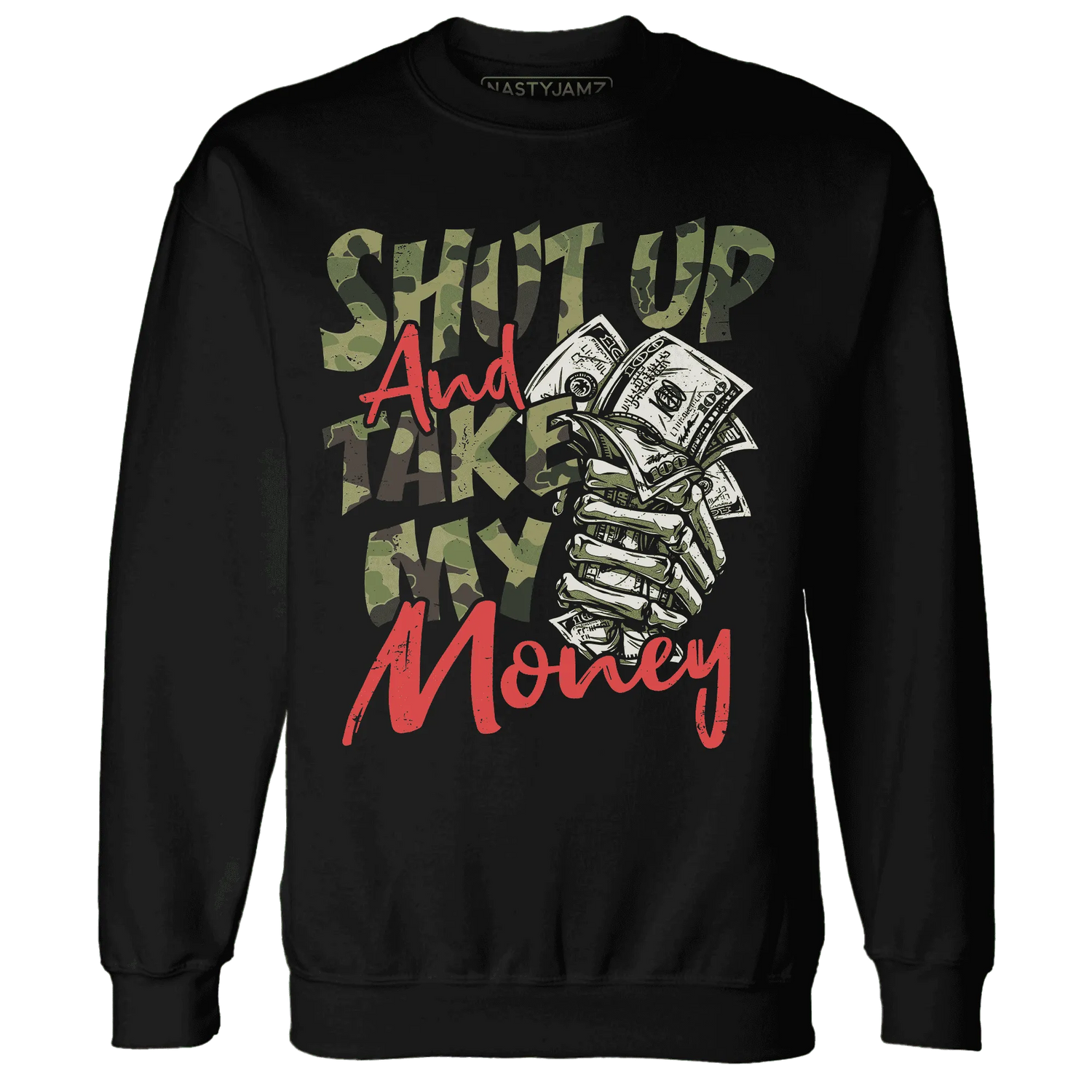 AM-90-Dark-Sage-Solar-Red-NastyJamz-Sweatshirt-Match-Shut-Up