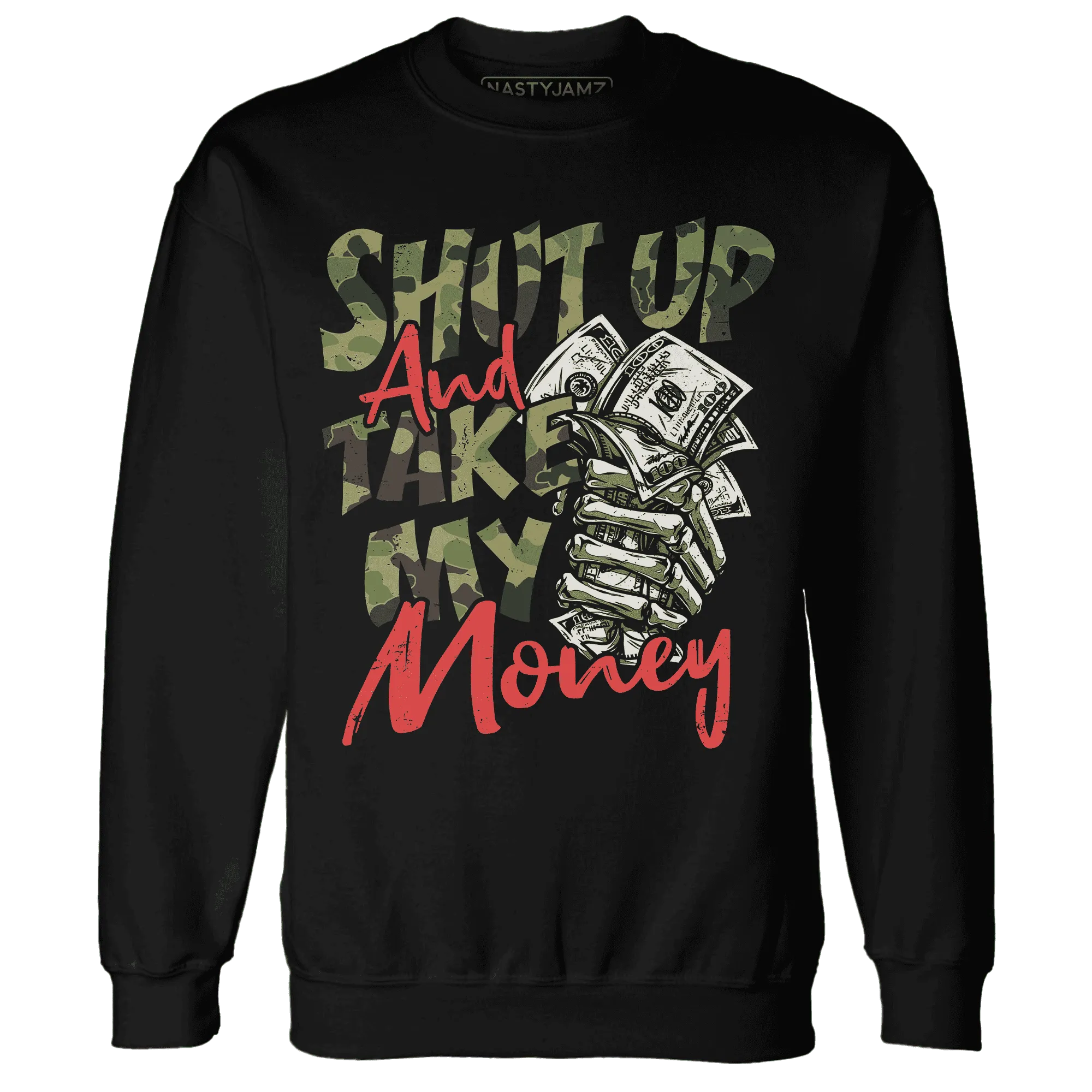 AM-90-Dark-Sage-Solar-Red-NastyJamz-Sweatshirt-Match-Shut-Up