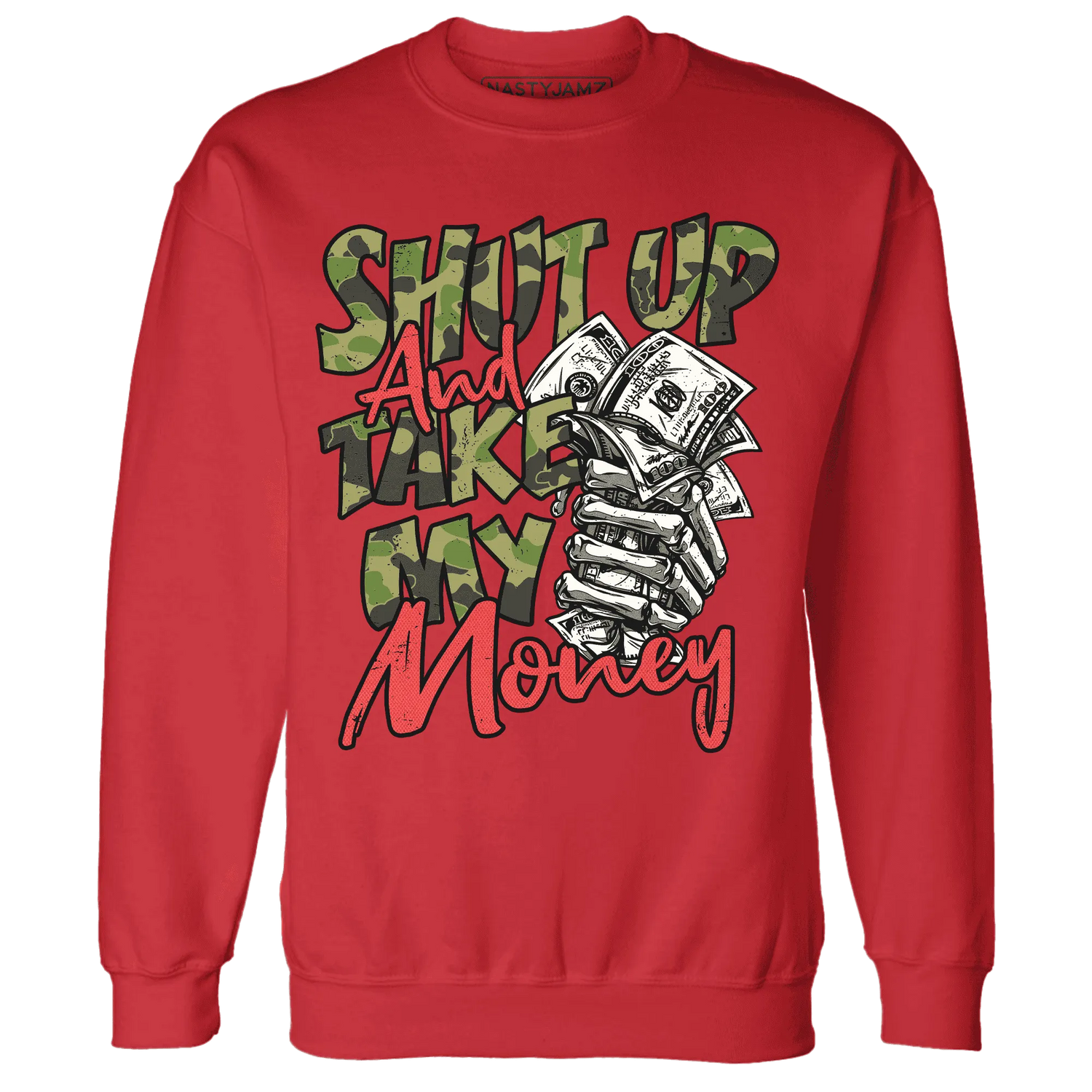 AM-90-Dark-Sage-Solar-Red-Sweatshirt-Match-Shut-Up