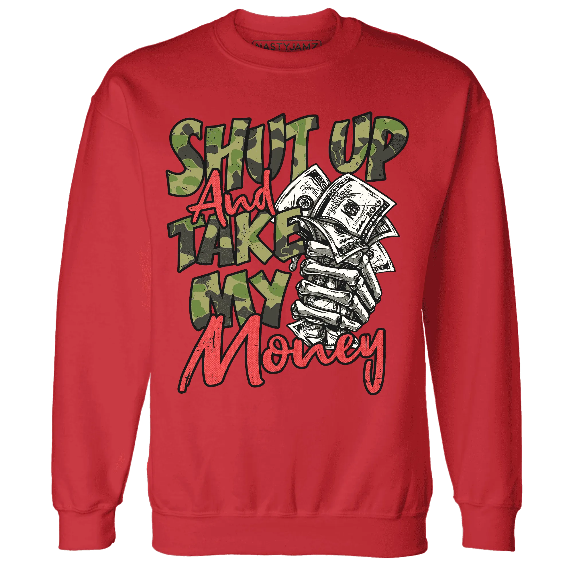 AM-90-Dark-Sage-Solar-Red-Sweatshirt-Match-Shut-Up