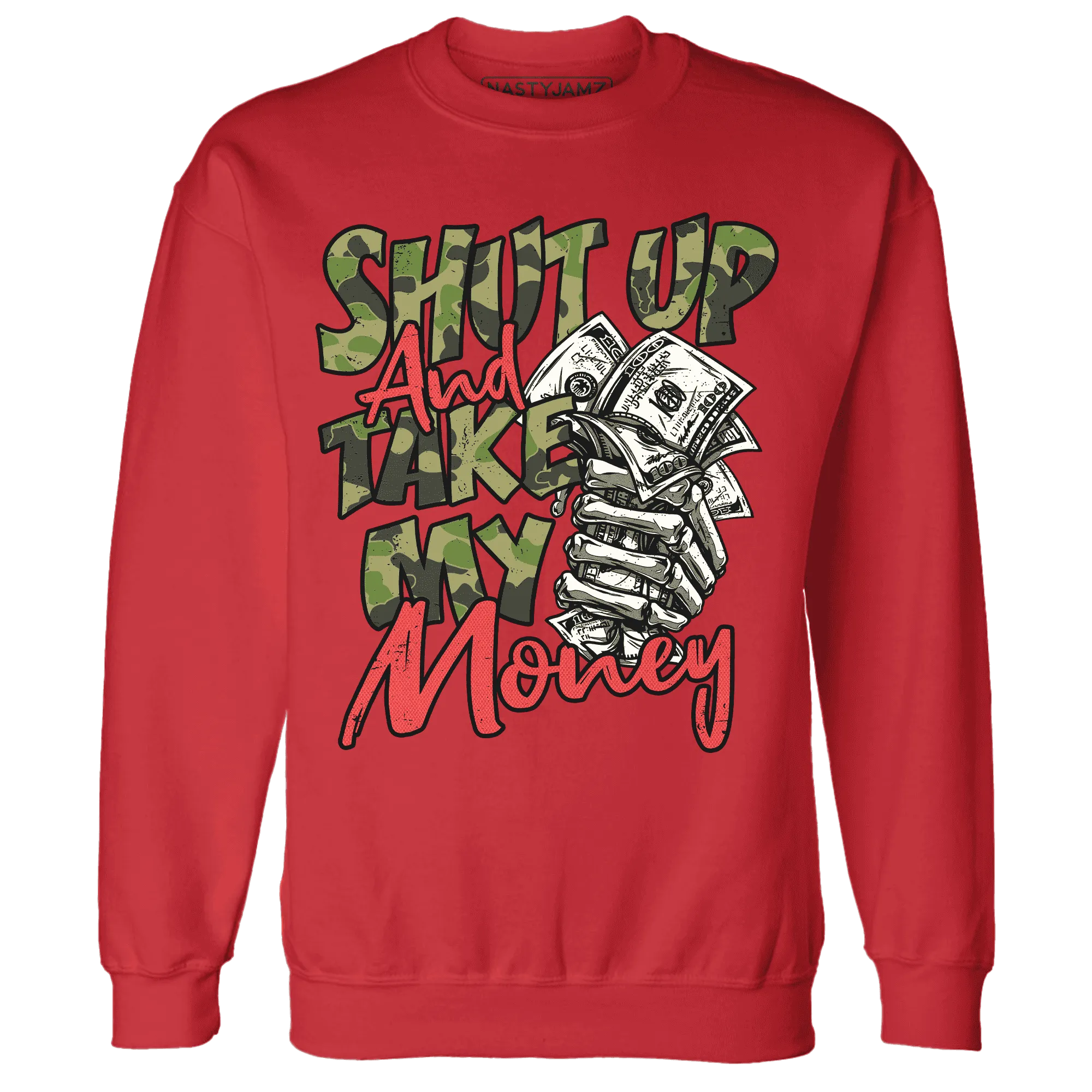 AM-90-Dark-Sage-Solar-Red-NastyJamz-Sweatshirt-Match-Shut-Up