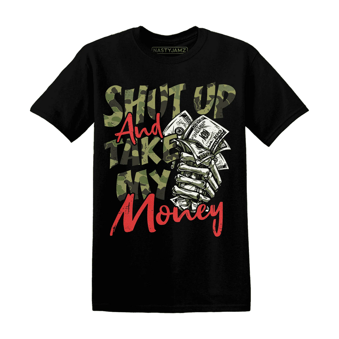 AM-90-Dark-Sage-Solar-Red-NastyJamz-T-Shirt-Match-Shut-Up