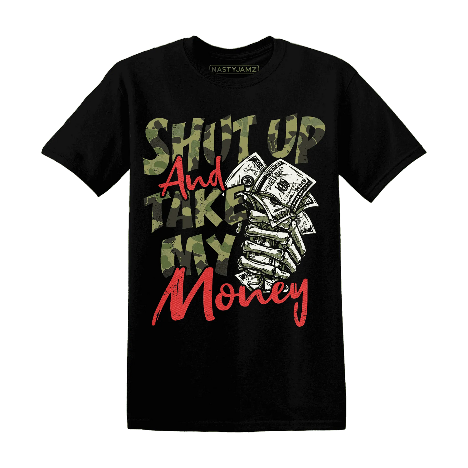 AM-90-Dark-Sage-Solar-Red-NastyJamz-T-Shirt-Match-Shut-Up