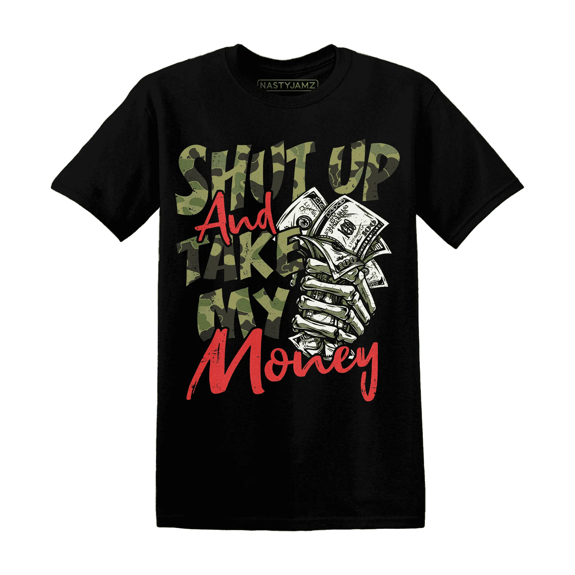 AM-90-Dark-Sage-Solar-Red-NastyJamz-T-Shirt-Match-Shut-Up