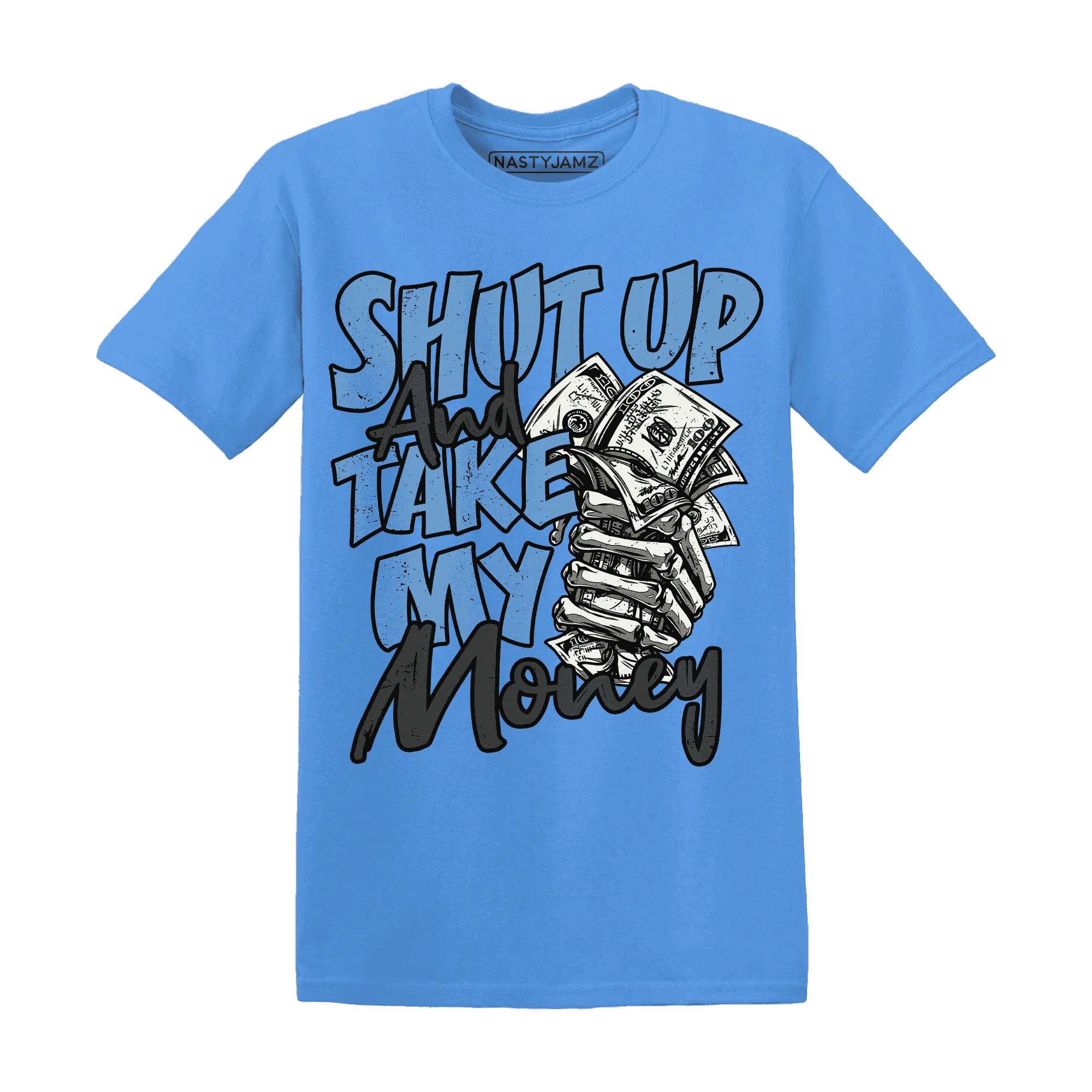 AM-Plus-Black-Univercitii-Blue-T-Shirt-Match-Shut-Up