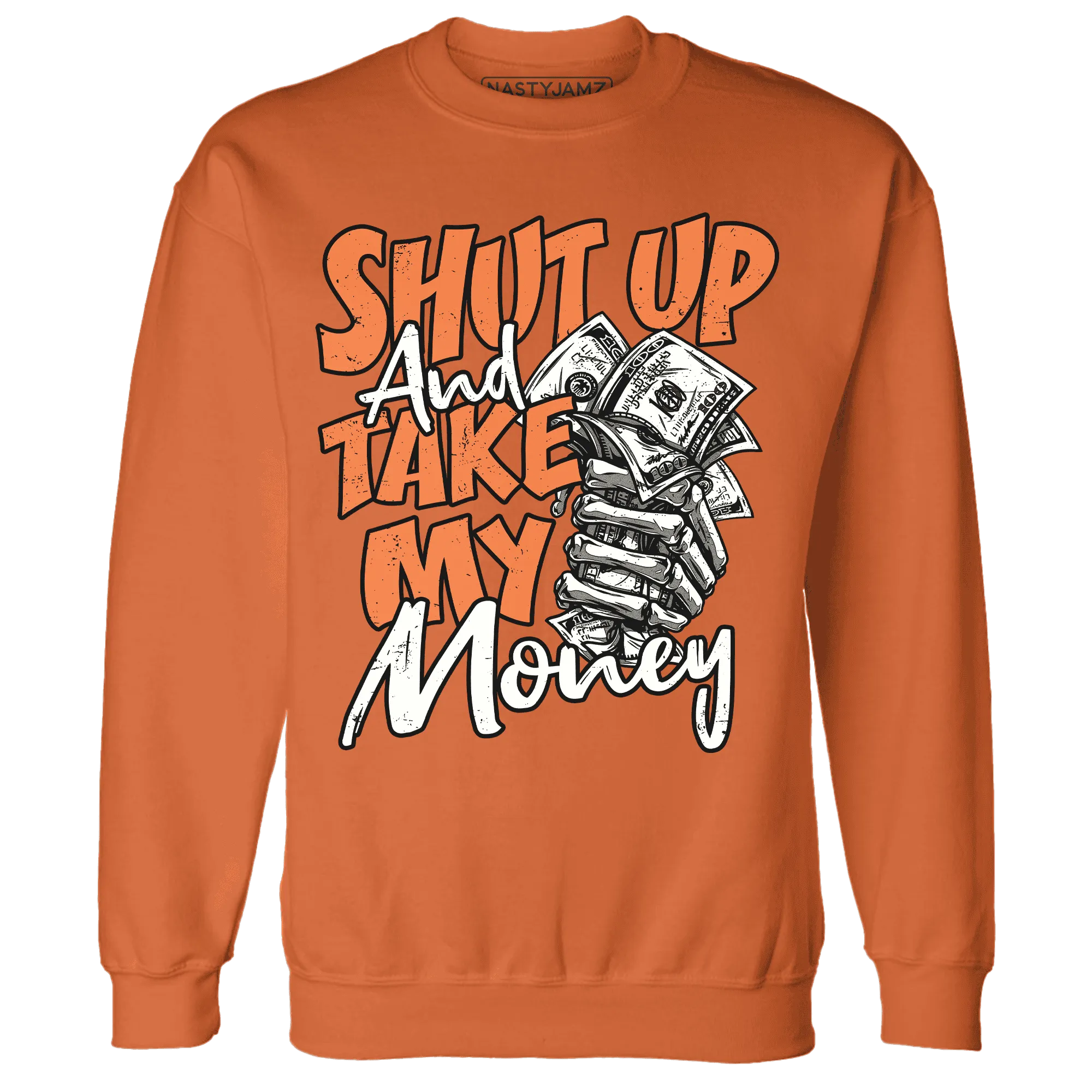 AM-TW-White-Orange-Sweatshirt-Match-Shut-Up