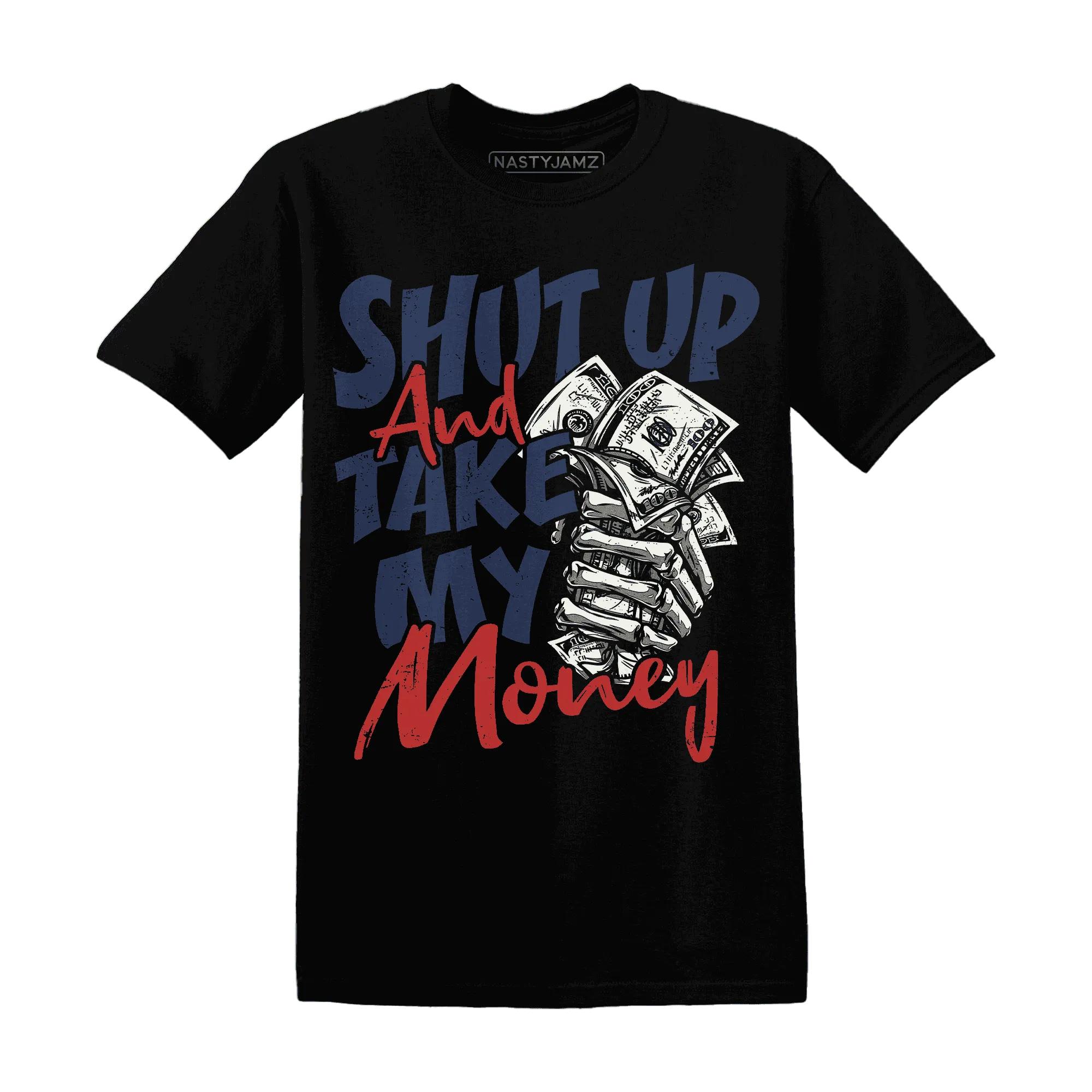 VaporMax-Air-Plus-Midnight-Navy-Gold-Black-T-Shirt-Match-Shut-Up