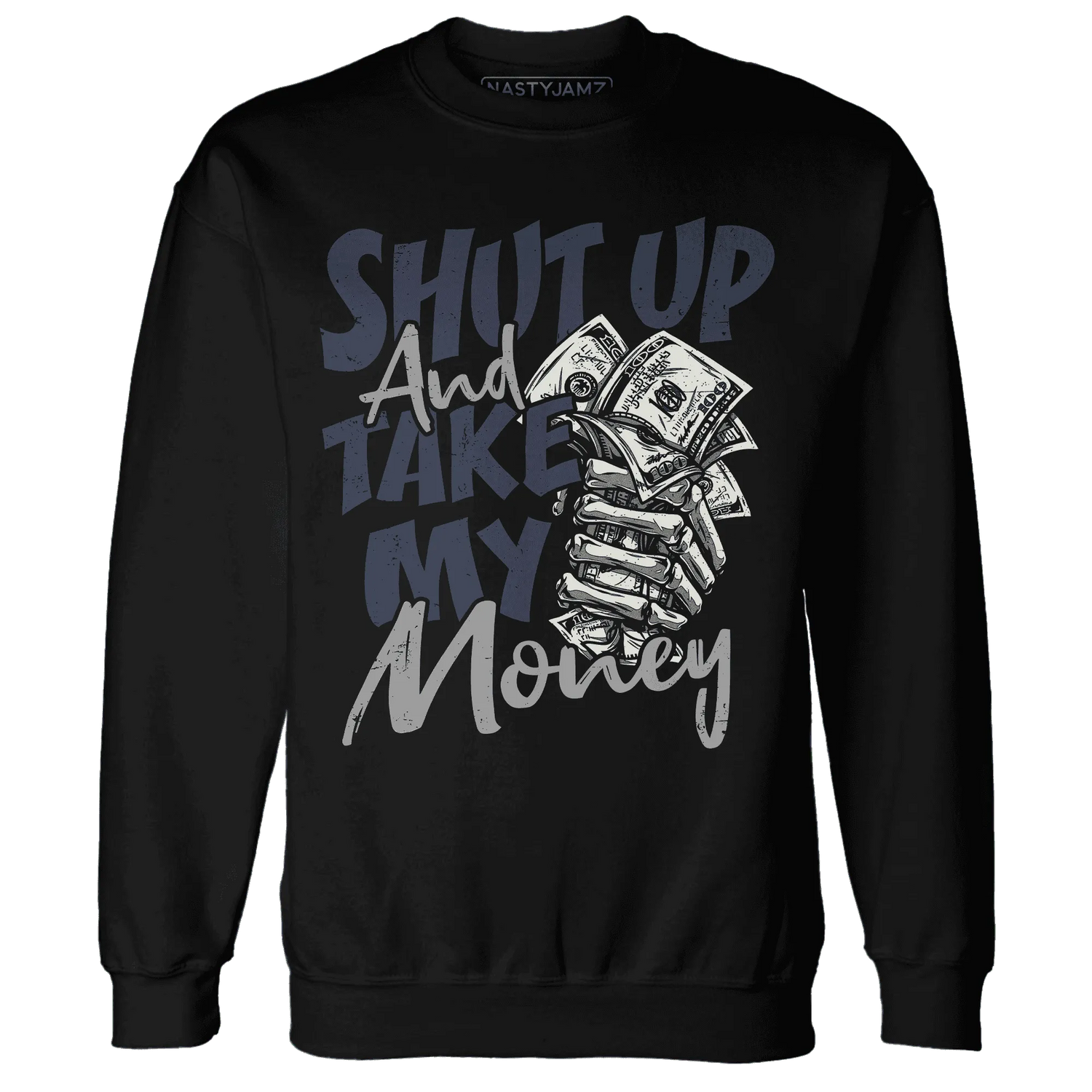 VaporMax-Plus-Midnight-Navy-White-Metallic-Silver-NastyJamz-Sweatshirt-Match-Shut-Up
