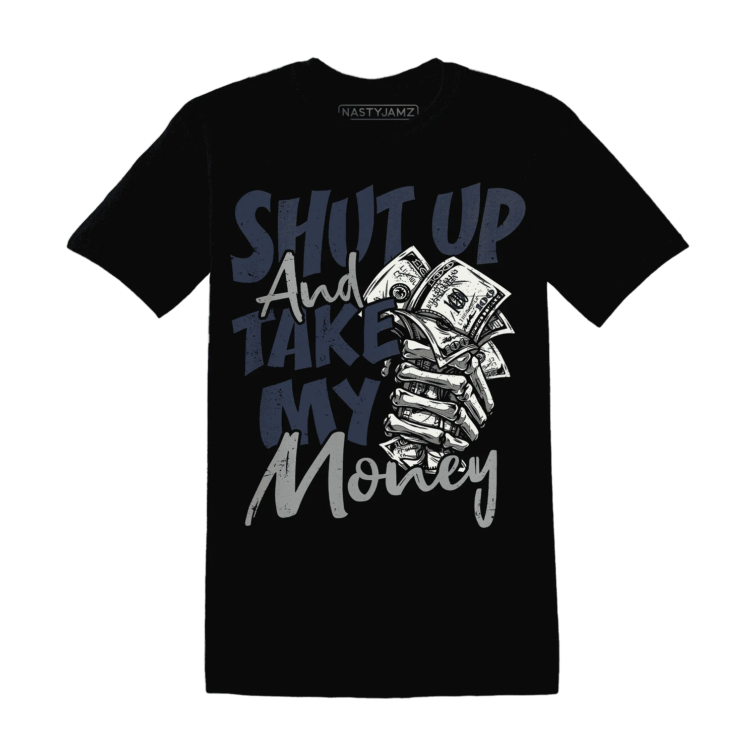 VaporMax-Plus-Midnight-Navy-White-Metallic-Silver-NastyJamz-T-Shirt-Match-Shut-Up