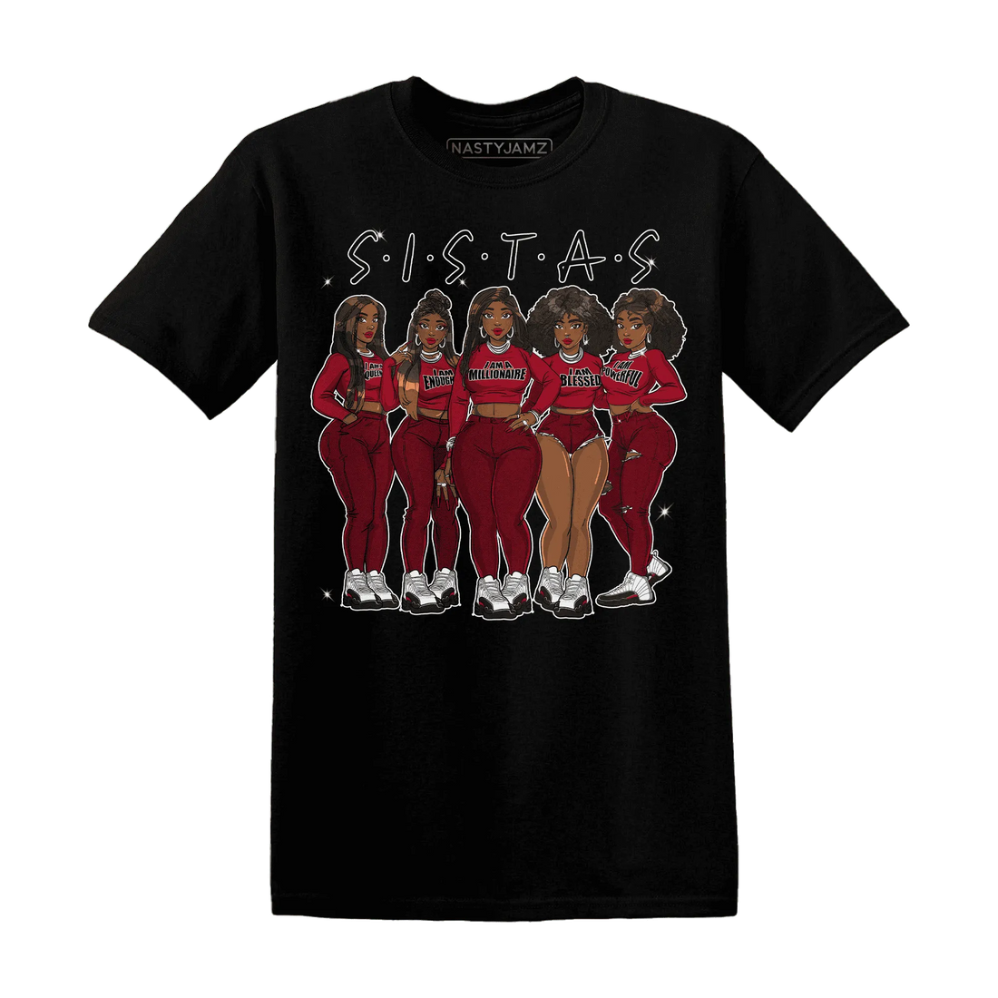 Retro-Red-Taxi-12s-T-Shirt-Match-Sistas-Melanin-Girl