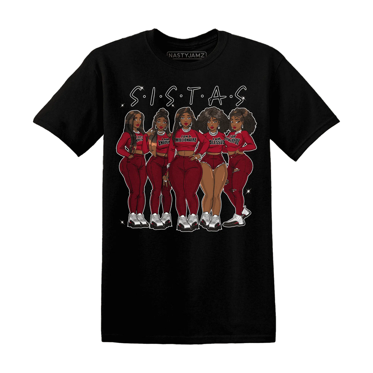 Retro-Red-Taxi-12s-T-Shirt-Match-Sistas-Melanin-Girl