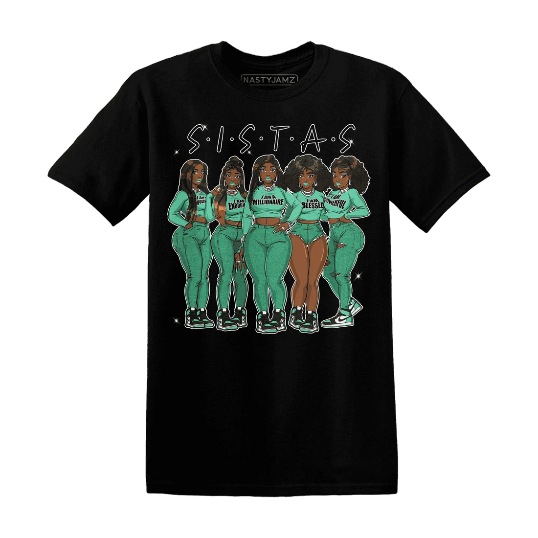 High-OG-Green-Glow-1s-T-Shirt-Match-Sistas-Melanin-Girl