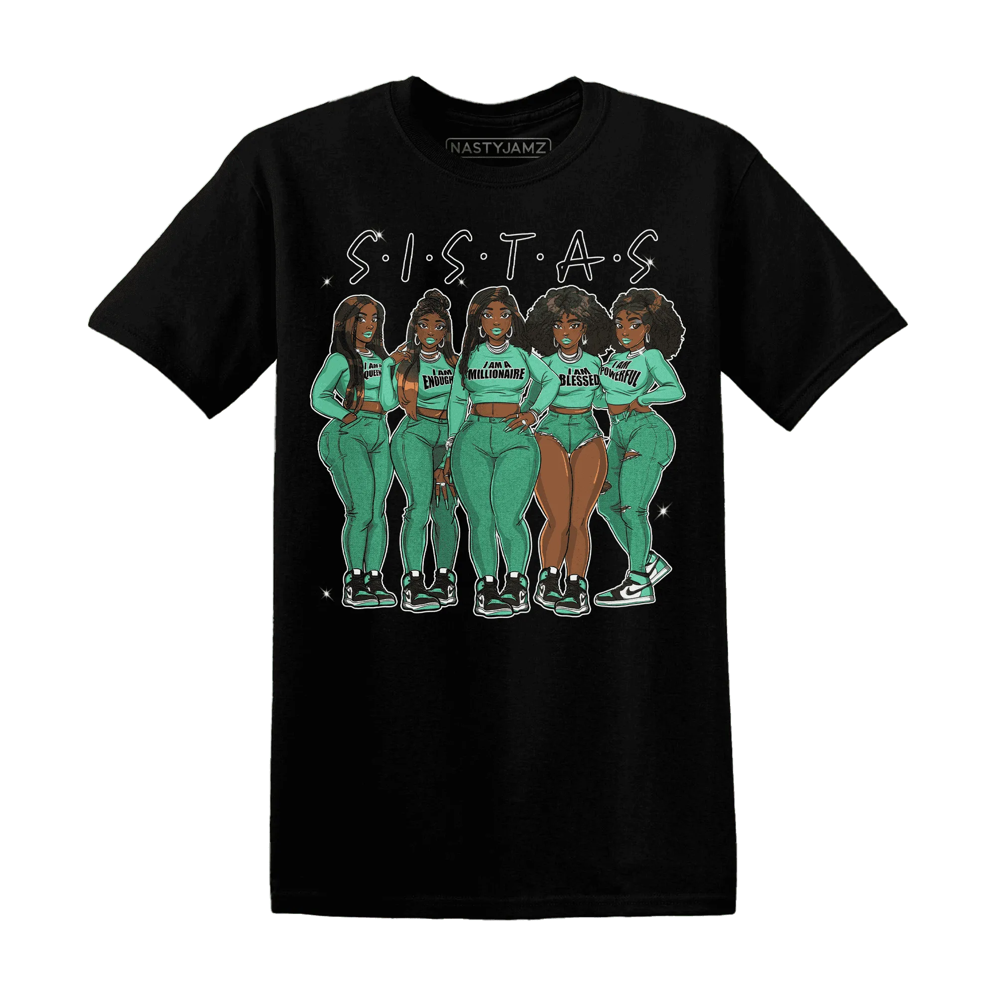 High-OG-Green-Glow-1s-T-Shirt-Match-Sistas-Melanin-Girl