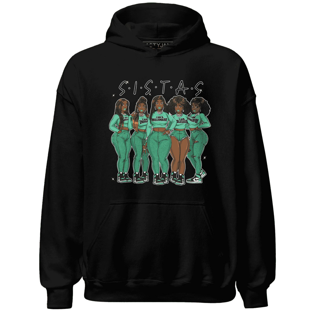 High-OG-Green-Glow-1s-Hoodie-Match-Sistas-Melanin-Girl