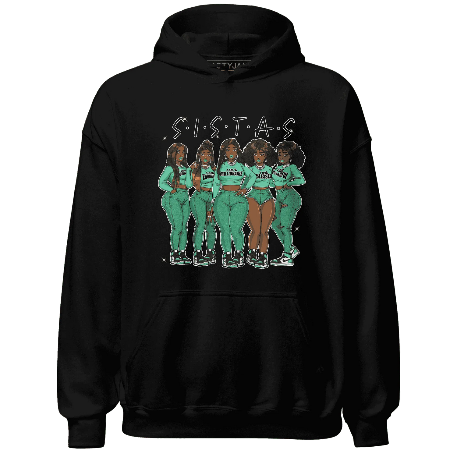 High-OG-Green-Glow-1s-Hoodie-Match-Sistas-Melanin-Girl