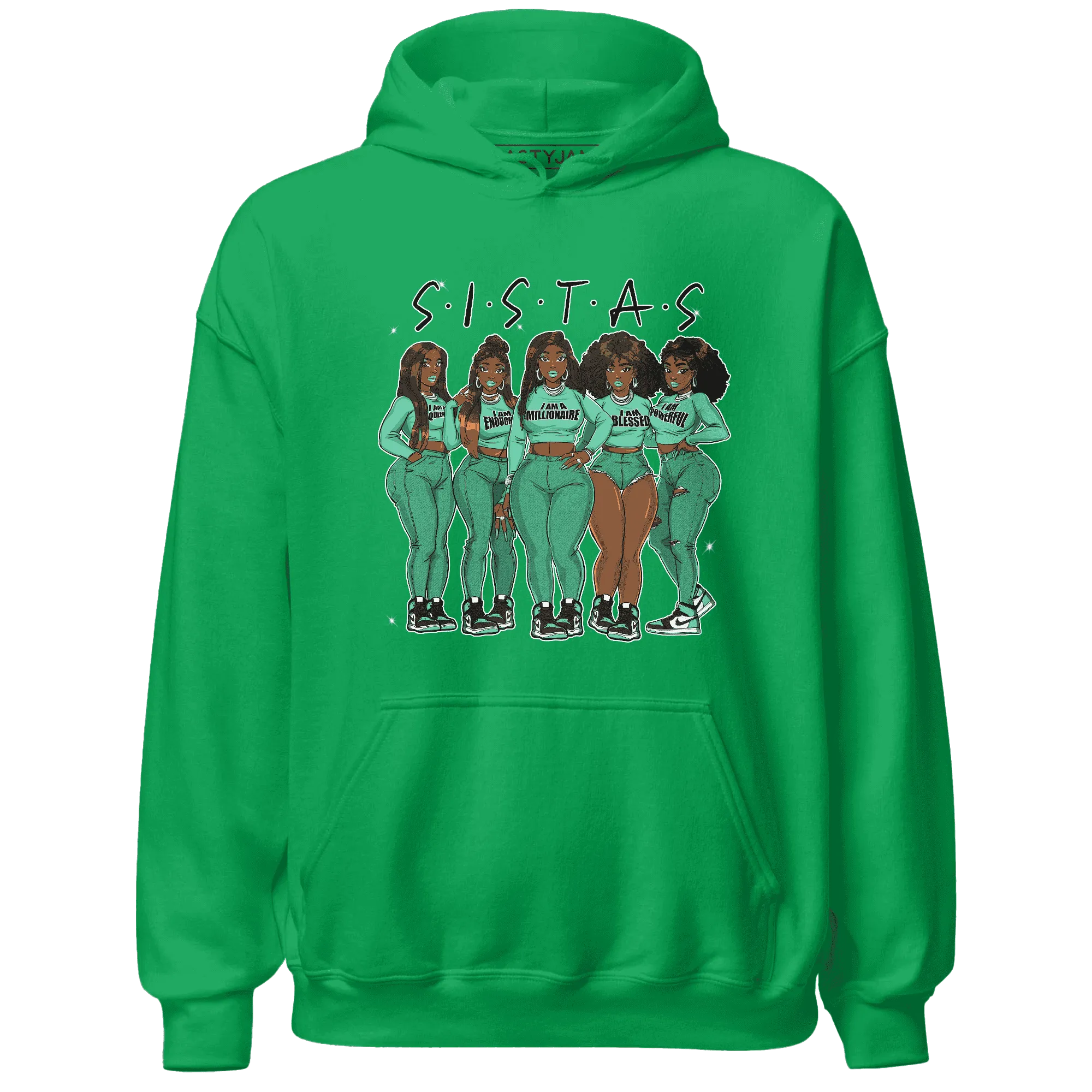 High-OG-Green-Glow-1s-Hoodie-Match-Sistas-Melanin-Girl
