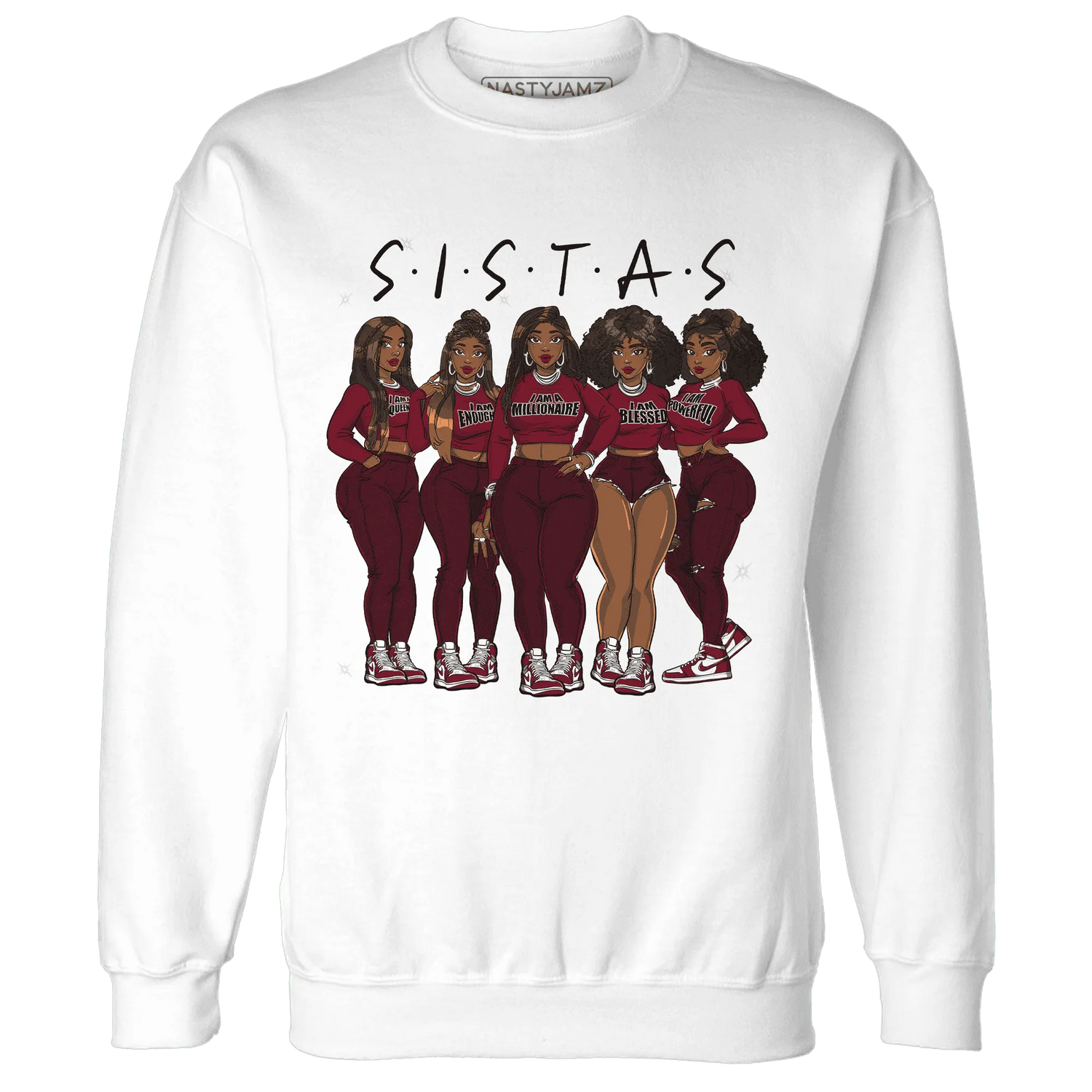 High-White-Team-Red-1s-Sweatshirt-Match-Sistas-Melanin-Girl